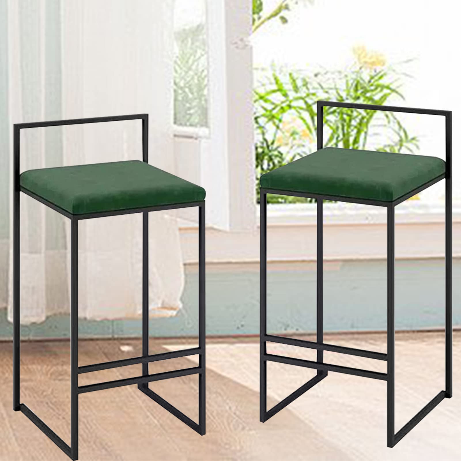 Chaise de bar lot de 2 avec dossier pour cuisine et comptoir maison
