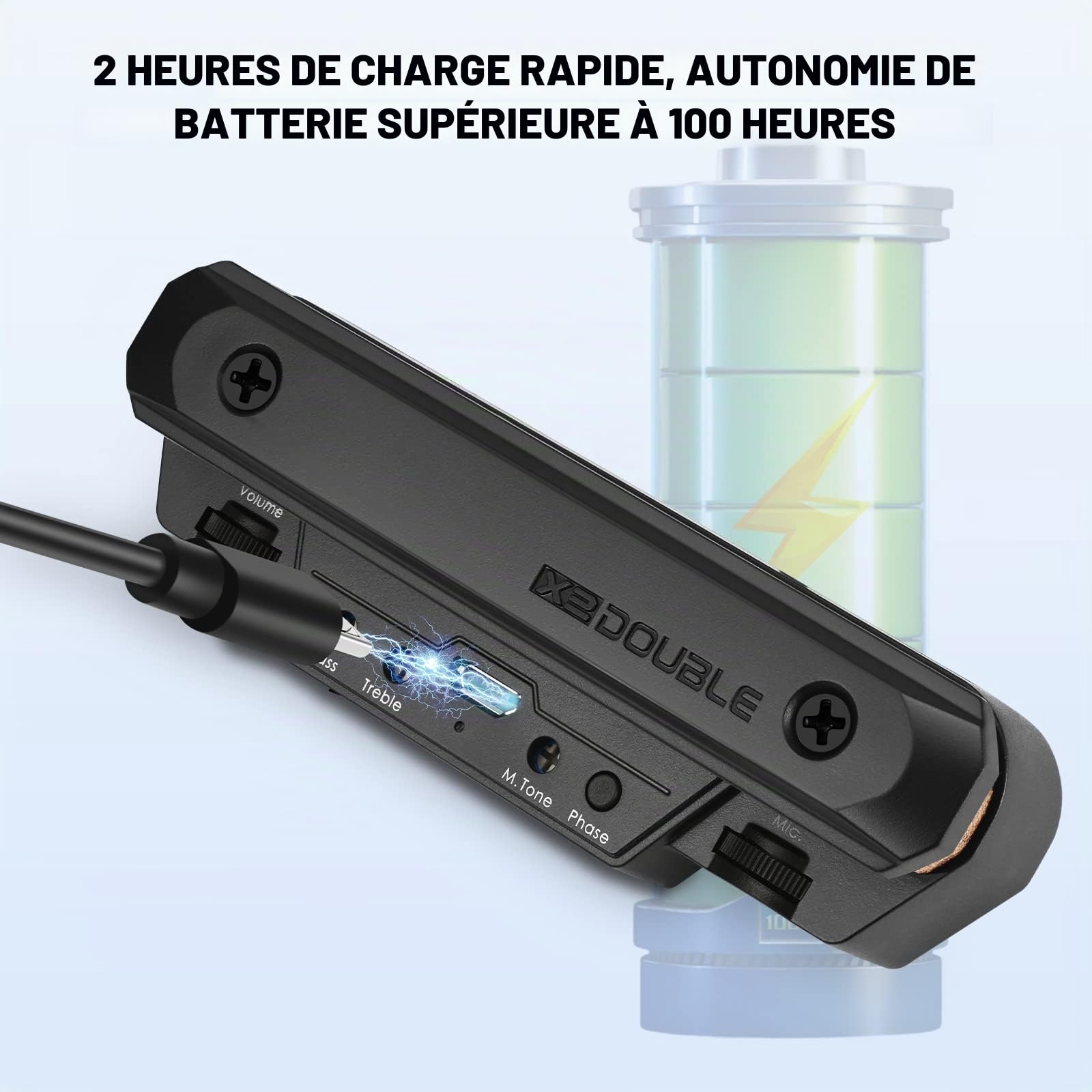 Micro de Guitare Acoustique Rechargeable Actif avec Bobine Magnétique et Contrôle du Volume