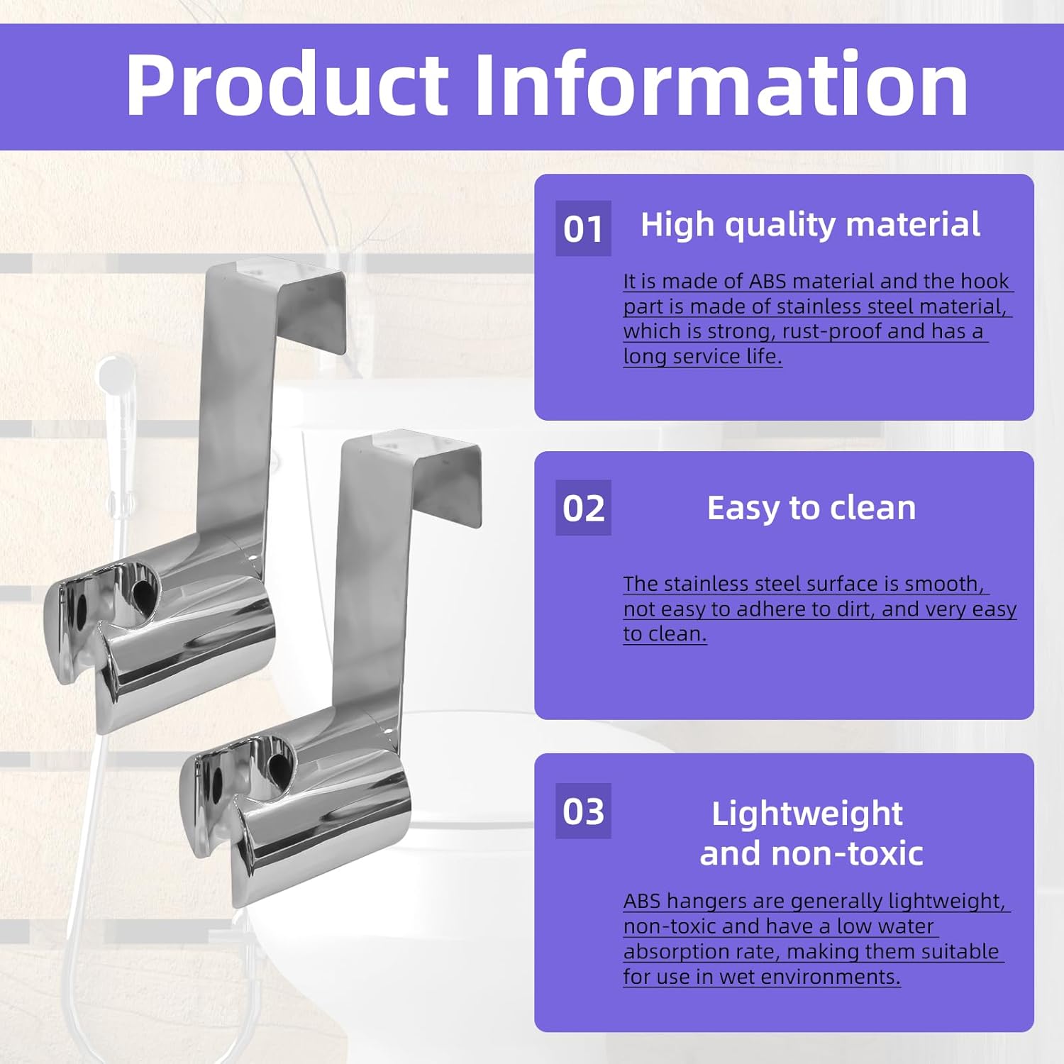 4 Pack Toilet Sprayer Holder Stainless Steel Bidet Sprayer Holder Stainless Steel Holder for Handheld Shower Bathroom Personal Hygiene Spray Attachment with Hook Silver