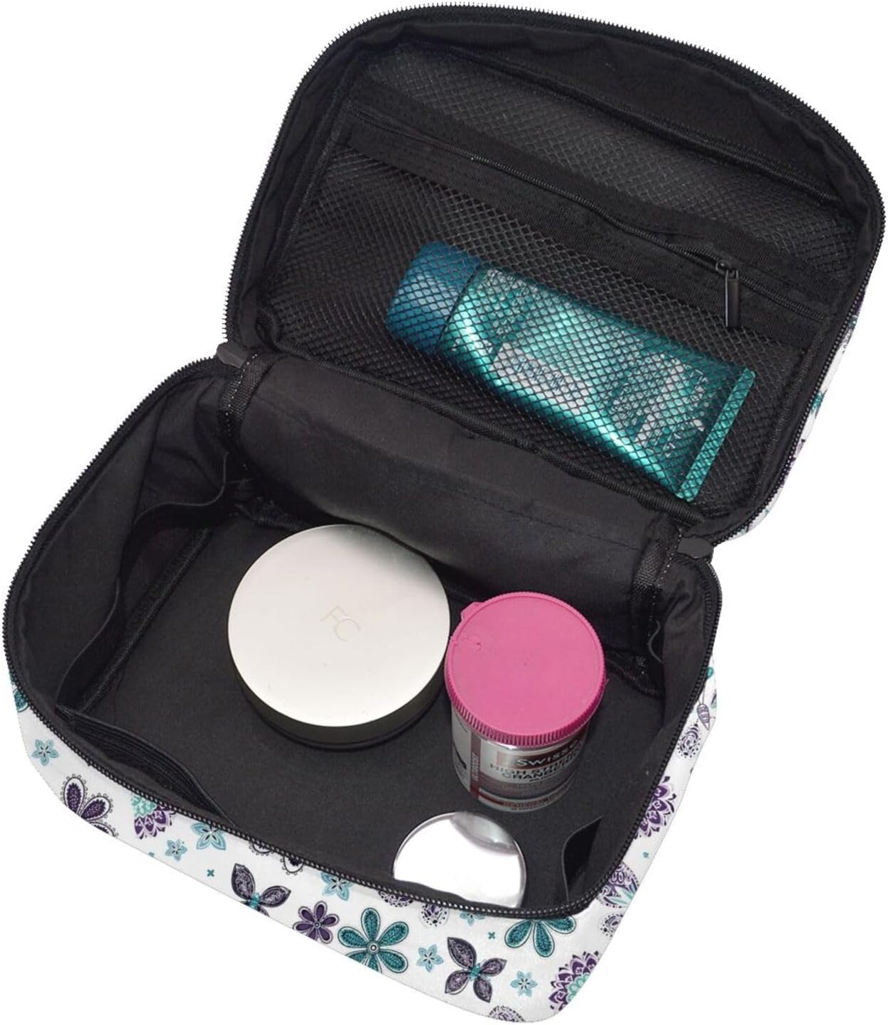 Floral Butterfly Travel Toiletry Bag 9x6.7x6.3 Inch,Makeup Bag Cosmetic Organizer With Compartments Elastic Holders Portable Travel Kit For Women Men image 4