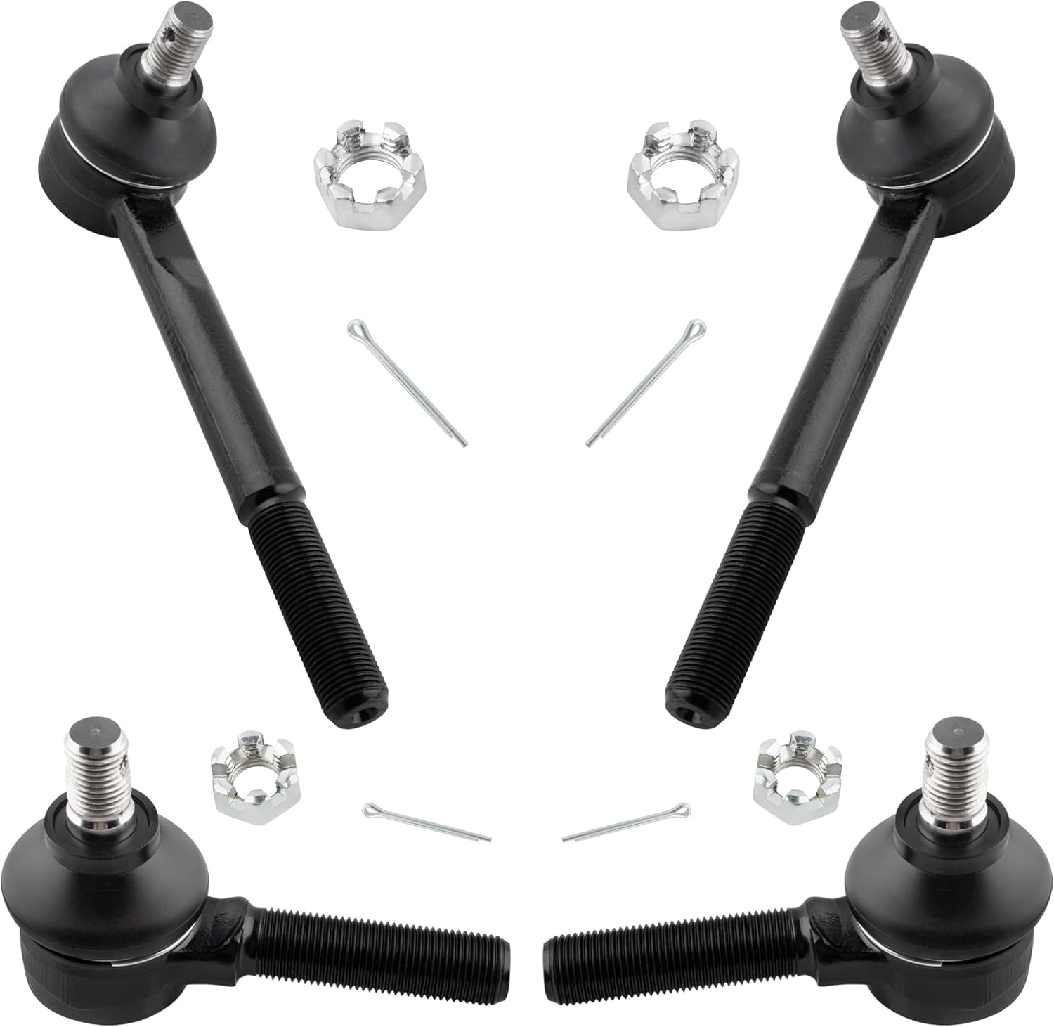 BOXI 4pcs Front Inner and Outer Tie Rod Ends Fit for Toyota Pickup 1979 1980 1981 1982 1983 1984 1985 1986 1987 1988 1989 1990 1991 1992 1993 1994 1995 (All 2WD / RWD Models) | ES2374 ES2376