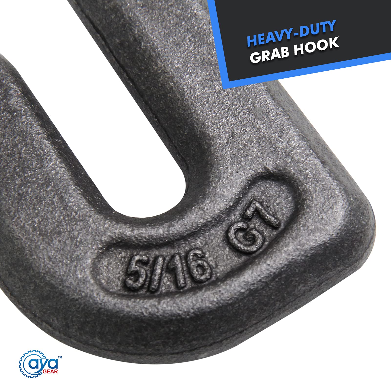 AyA Gear Weld-on Grab Chain Hook 5/16-in Heavy Duty Tow Hook G70 Forged Steel Tractor Hook Weldable for Car, Truck,SUV, RV,UTV,Tractors (2Pcs)