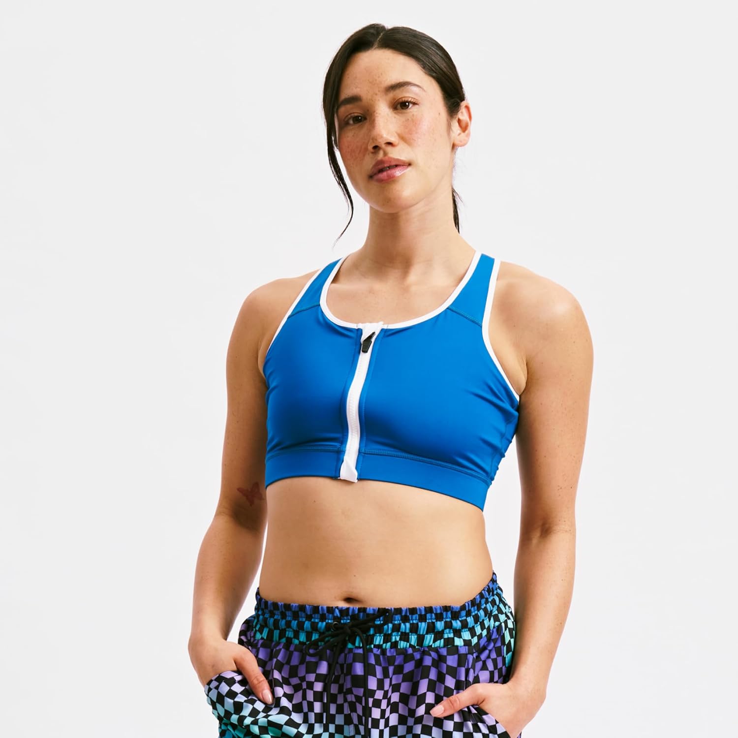 TomboyX Zip-Up Swim Top, Racerback Bathing Suit Compression Sport Swimming Bra UPF 50 Sun Protection, Size Inclusive (XS-6X) - Image 2