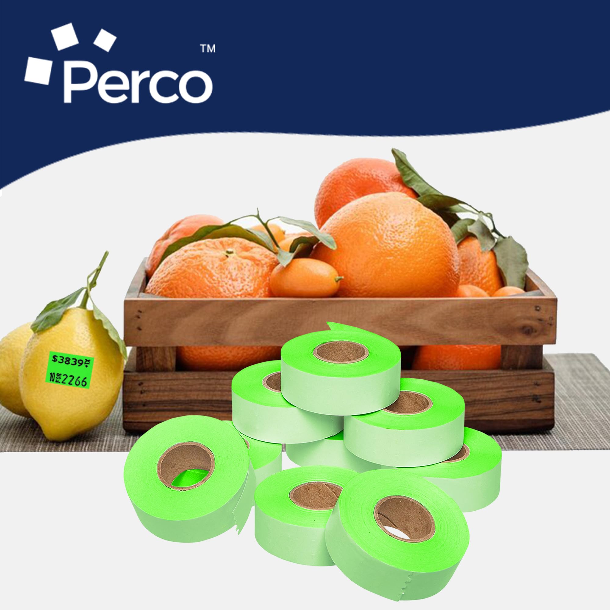 Perco 2216 Étiquettes de prix pour Garvey 22-66/22-77/22-88 Pistolet de tarification à deux lignes, étiquettes de marquage des prix vert fluorescent (1 manchon)