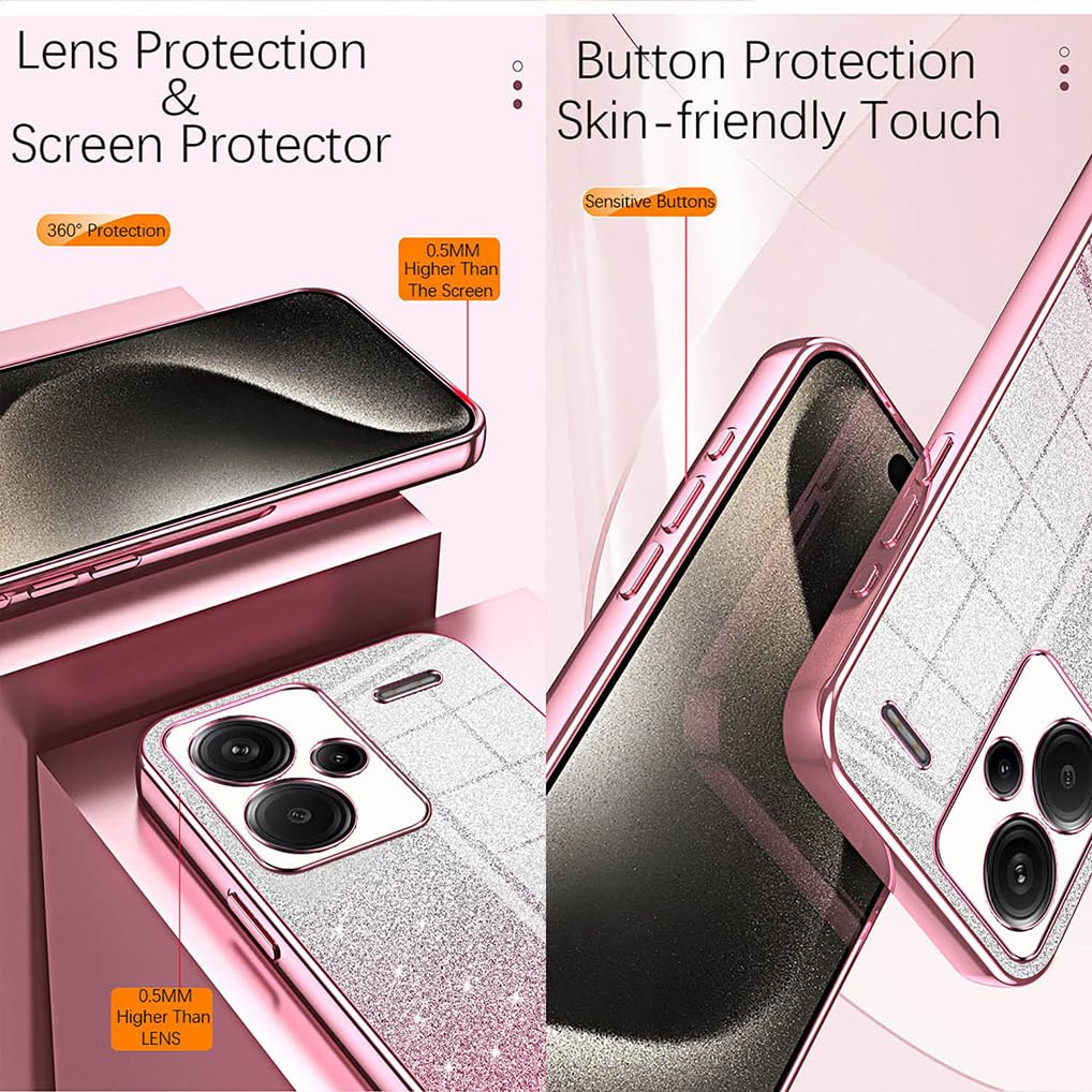 SEAHAI Cover per Xiaomi Redmi Note 14 4G, Custodia Ultra Sottile ed Trasparente in Silicone TPU Morbido, Colori Sfumato Brillantini Motivo Carta