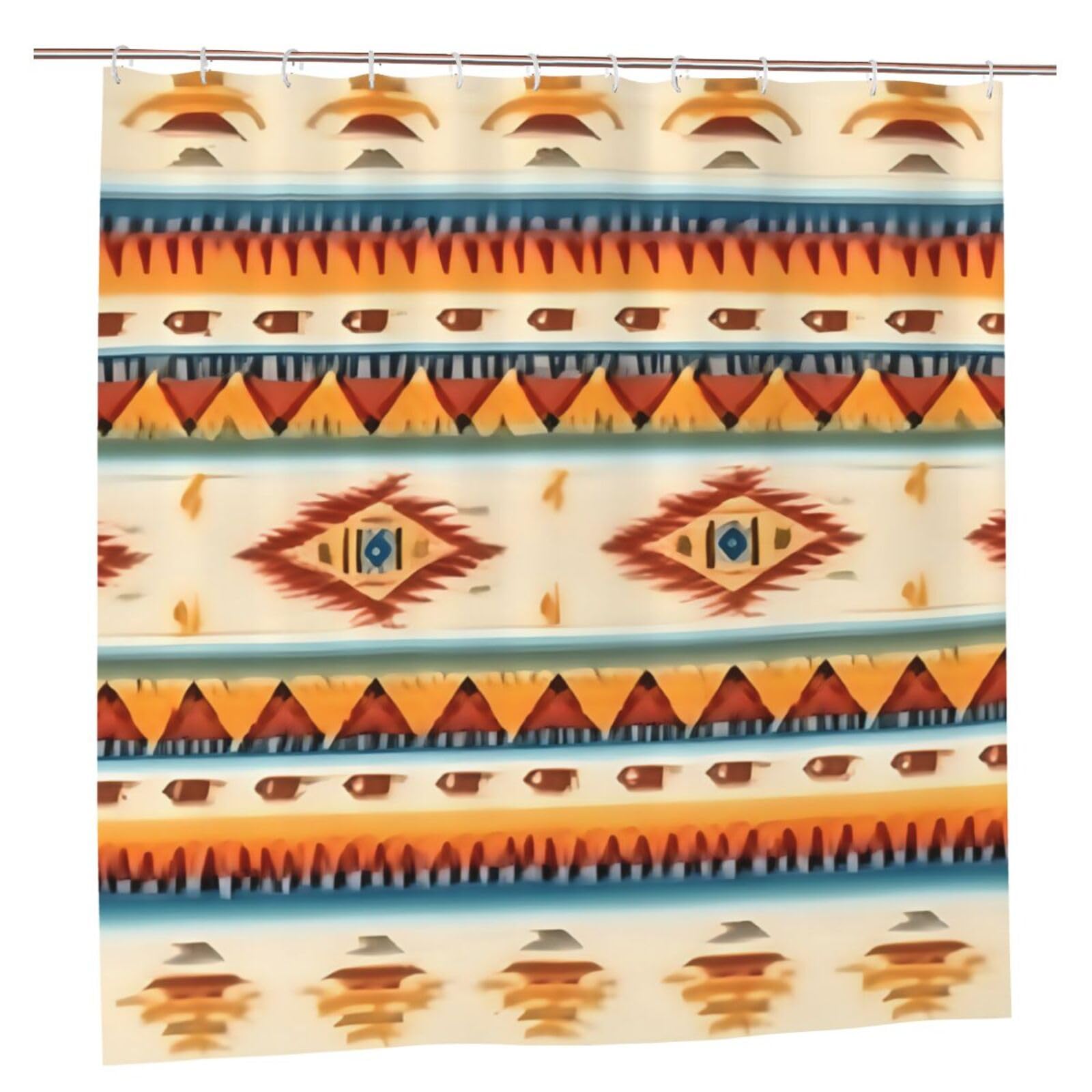 Rideau de douche amérindien polyester œillets antirouille pour douche sans fuite