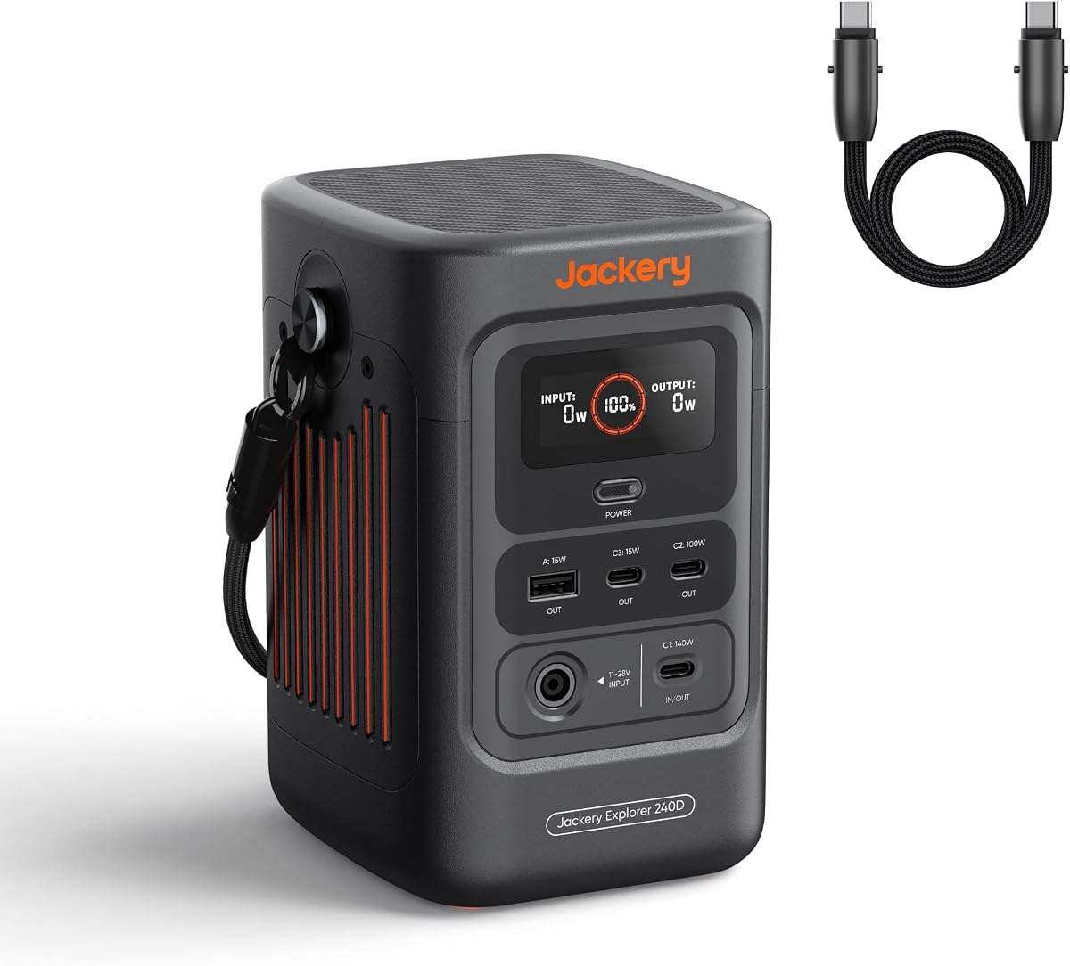 Explorer 240D Power Bank,256Wh,200W DC | LiFePO4 Battery, USB-C Cable Included, 1-Hour Fast Charging, Compact for Camping, Travel, Emergencies