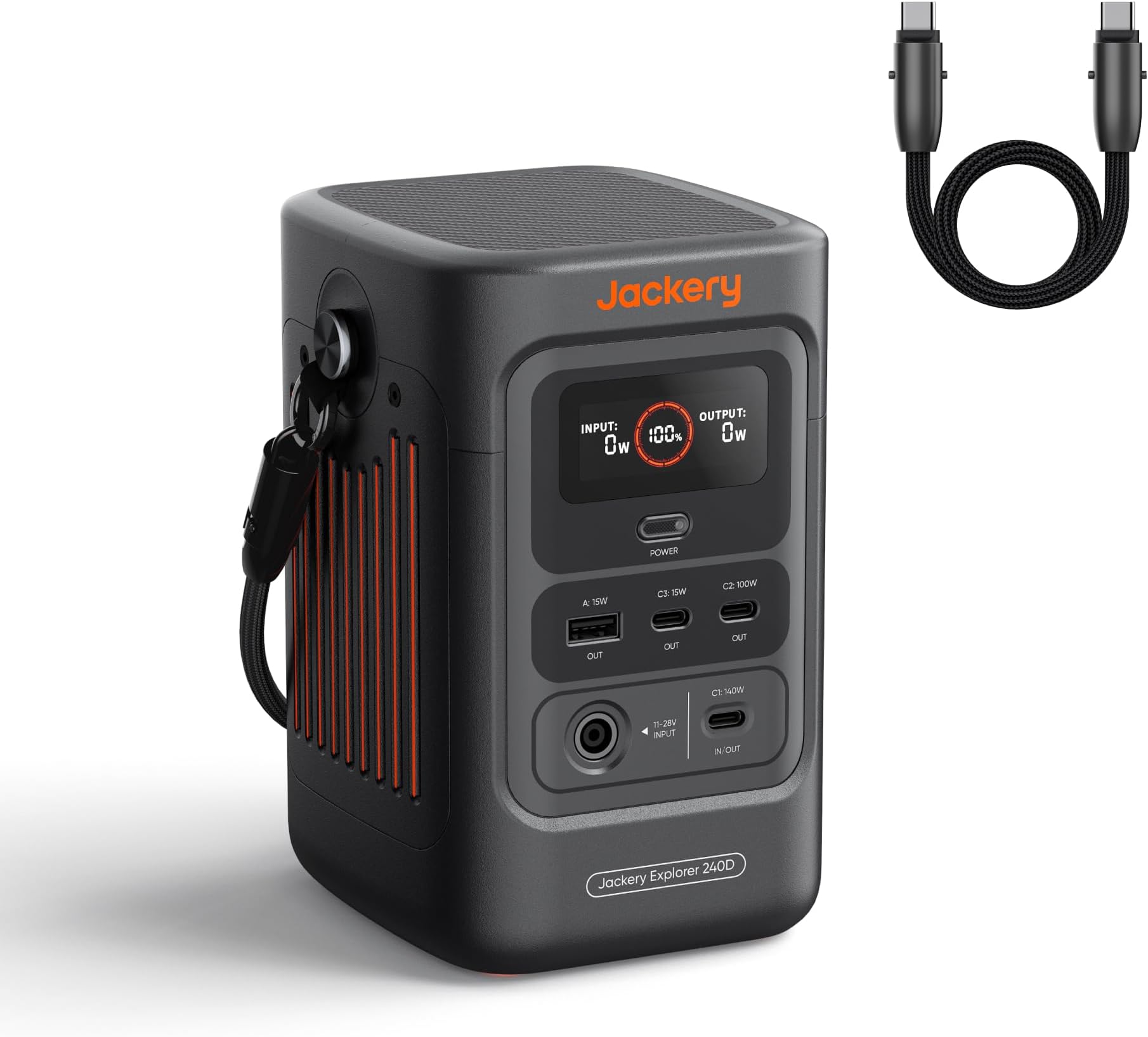 Jackery Explorer 240D Power Bank (80,000mAh), LiFePO4 Battery 256Wh Portable Power Station, USB-C Cable Included,200W DC Output,1-Hour Fast Charging, Compact for Outdoor Camping, Travel, Emergencies