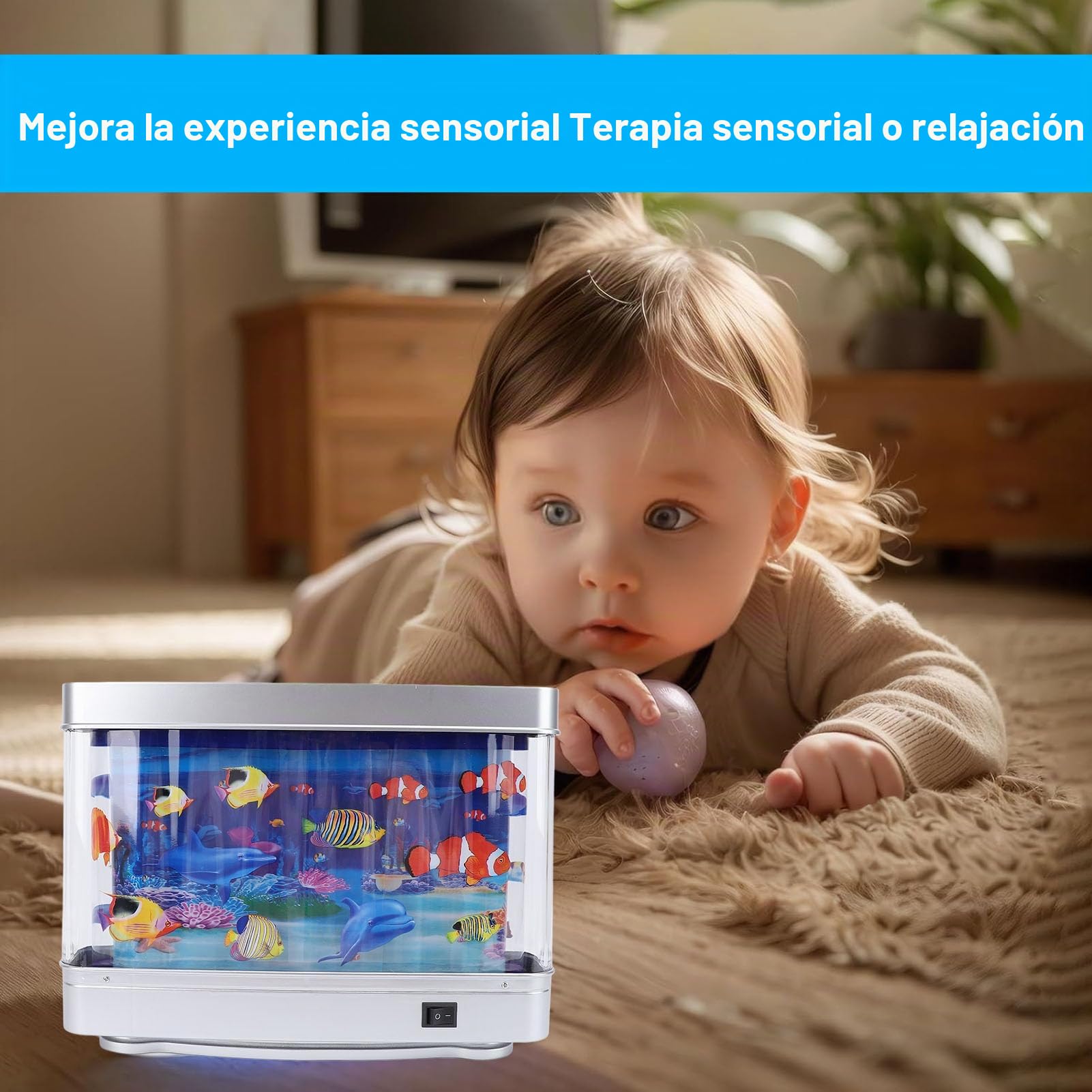 Mini Acuario Falso para Pecera, Peces Tropicales Artificiales, Luz Nocturna Decorativa para Acuario con Peces en Movimiento para Niños y Bebés, Alimentación USB de 5V