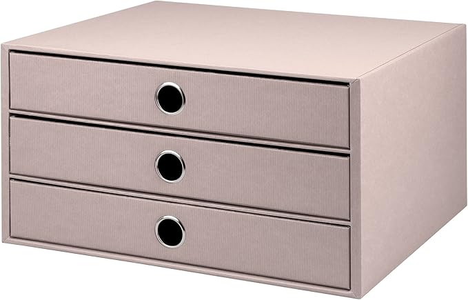 Rössler SOHO 3er Schubladenbox A4 aus Papier | Büro Organizer Schreibtisch| Schubladen Organizer Büro Zubehör & Bürobedarf | Schreibtisch Organizer Box | 34 x 25 x 19 cm | 1 Stück | Farbe: Powder