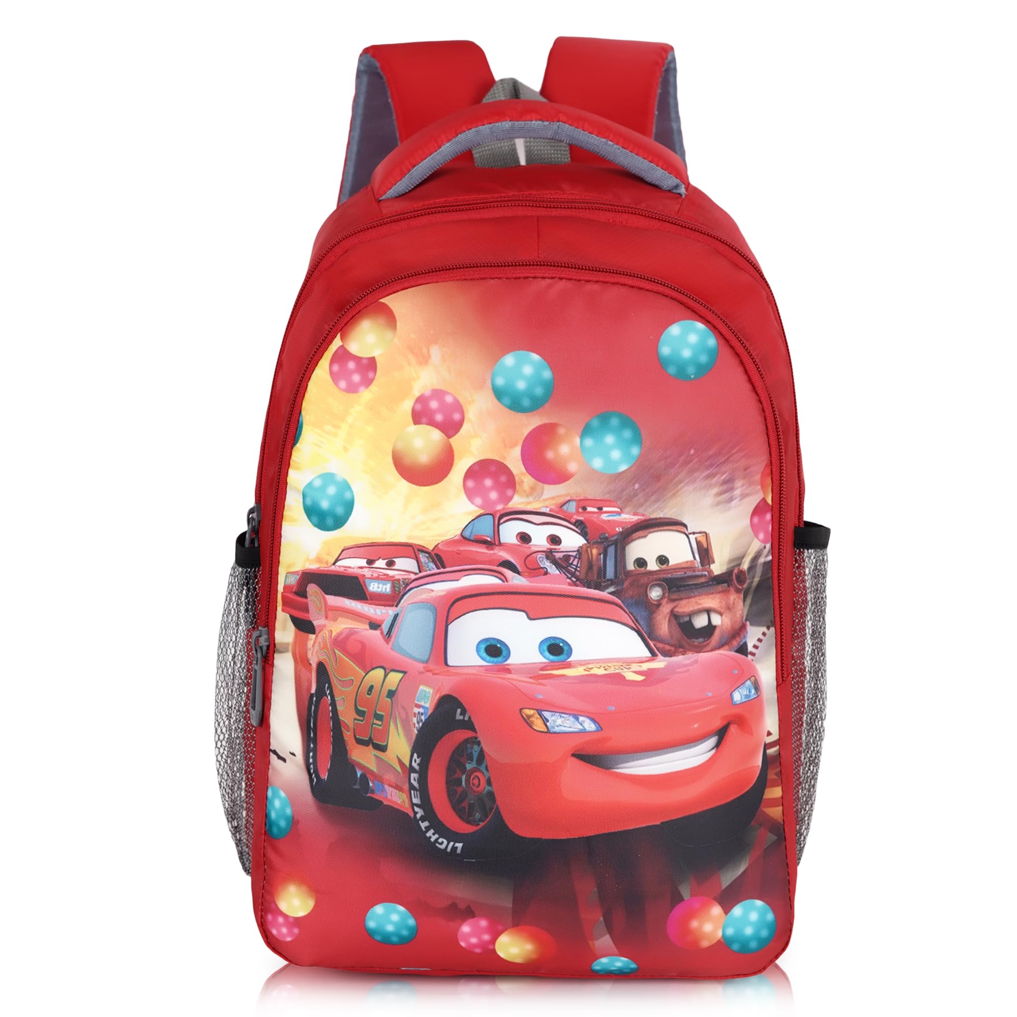 Red Cartoon Car Backpack for Kids – Lightweight & Durable School Bag with Colorful Design, Padded Straps & Side Pockets – Perfect for Boys-picture-11