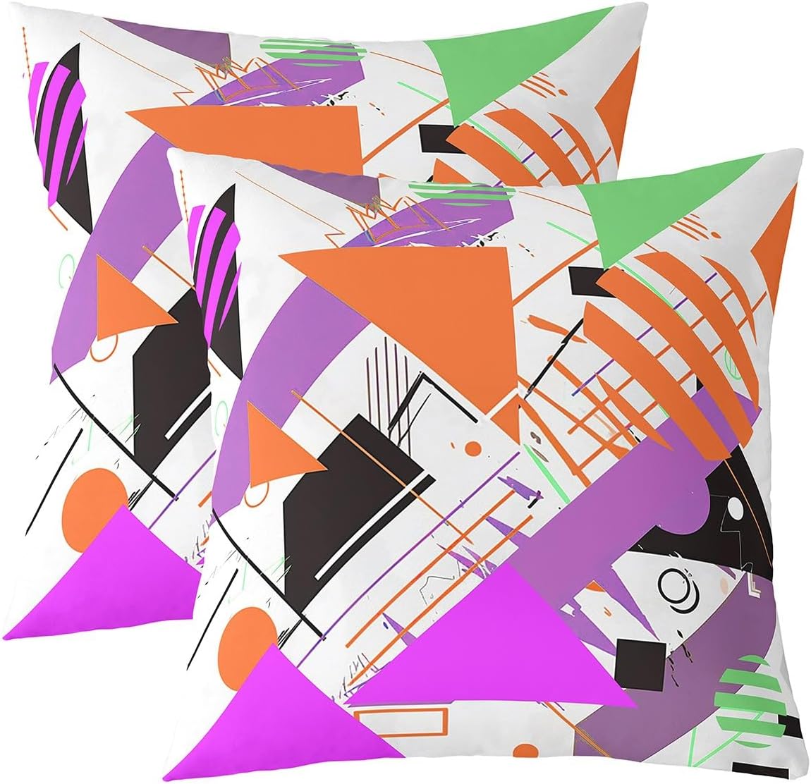 80s 90s Memphis Throw Pillow Covers 24"x24" Set of 2 Memphis Geometric Circle Throw Pillowcases Retro Fashion Style Pillow Cases Cushion Covers Abstract White Green Yellow Cushion Cases Cushion Cases