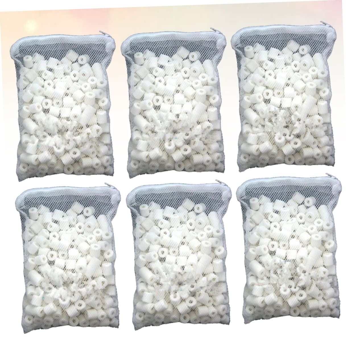 Housoutil 6packungen Bio Poröse Keramikringe Für Teich Und Aquarienfilter Pro Packung Mit Praktischer Mesh-Tasche Für Einfache Reinigung Für Süß Und Salzwasser
