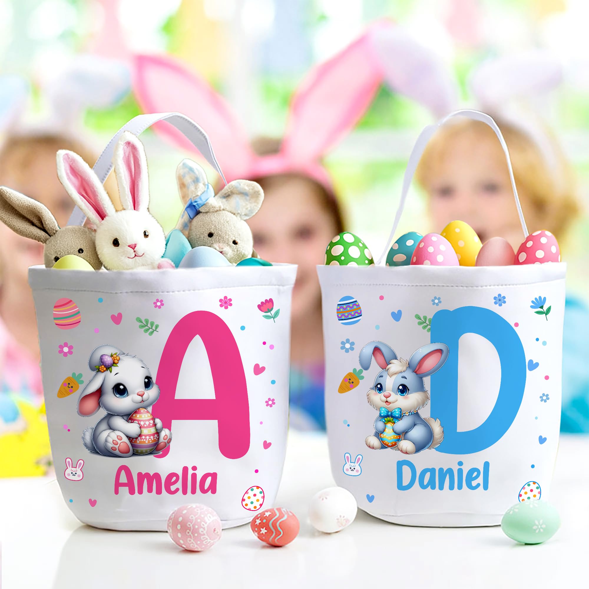 Amazon.com: CALLIE Personalized Cute Bunny Flower Easter Basket