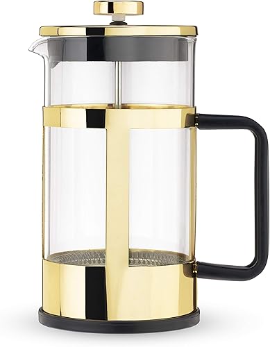Pinky Up - Tetera de prensado Piper para hacer té o café, con detalles decorativos dorados, de cristal, para hacer té con hojas sueltas, para hacer