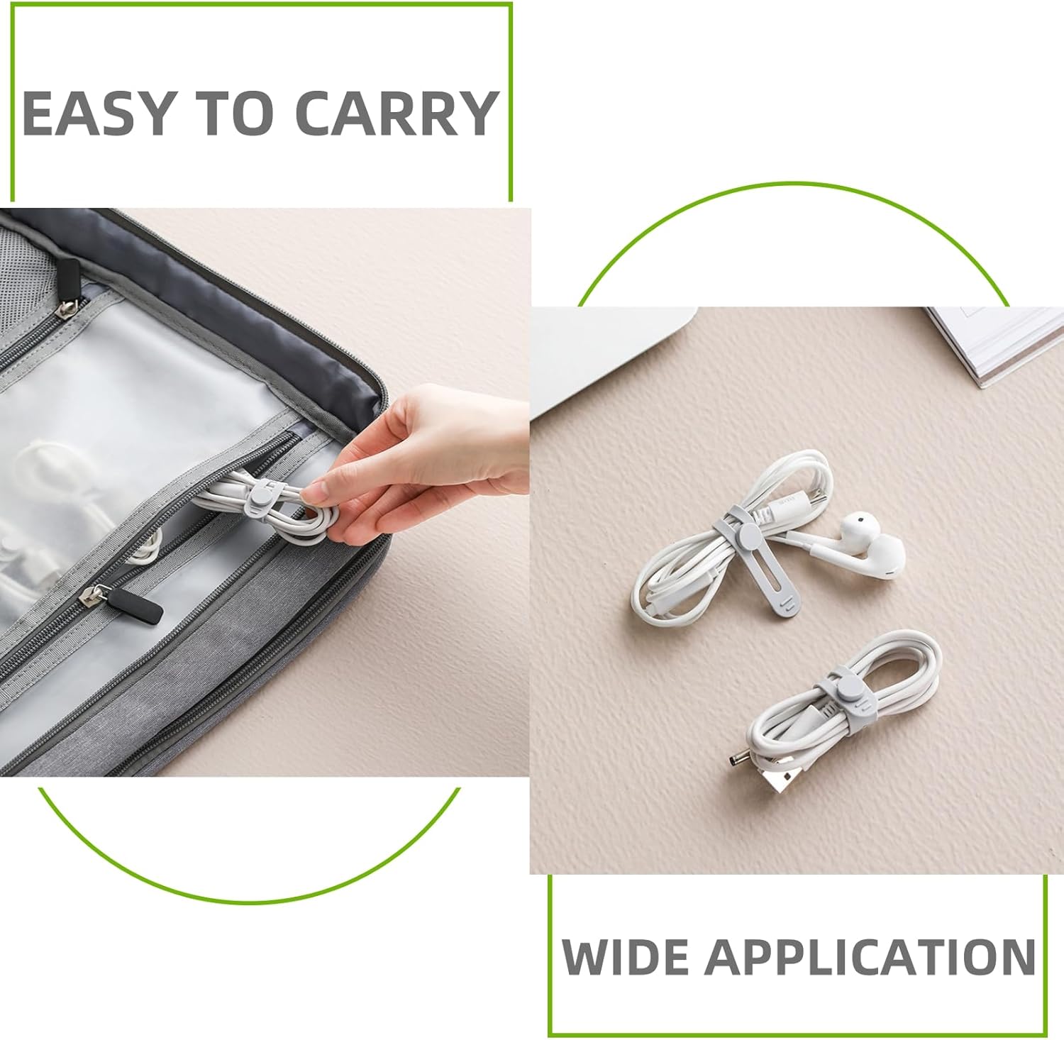 Data Cable Organizer, Silicone Headphone Organizers, Silicone Cable Ties Reusable Cable Management Organizers Multipurpose Elastic Cord Organizer for Bundling and Fastening Cables