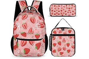 Stylish Strawberry 17" Backpack for Girls