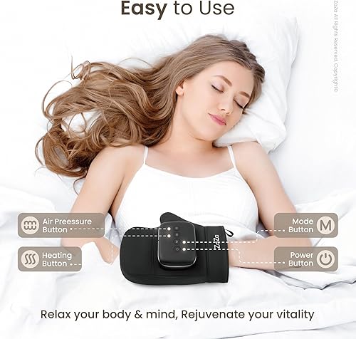 Miniatura 4 de zaza Masajeador de manos con calor y compresión para guante masajeador de manos, masaje de palma y dedos para alivio del túnel carpiano, masaje