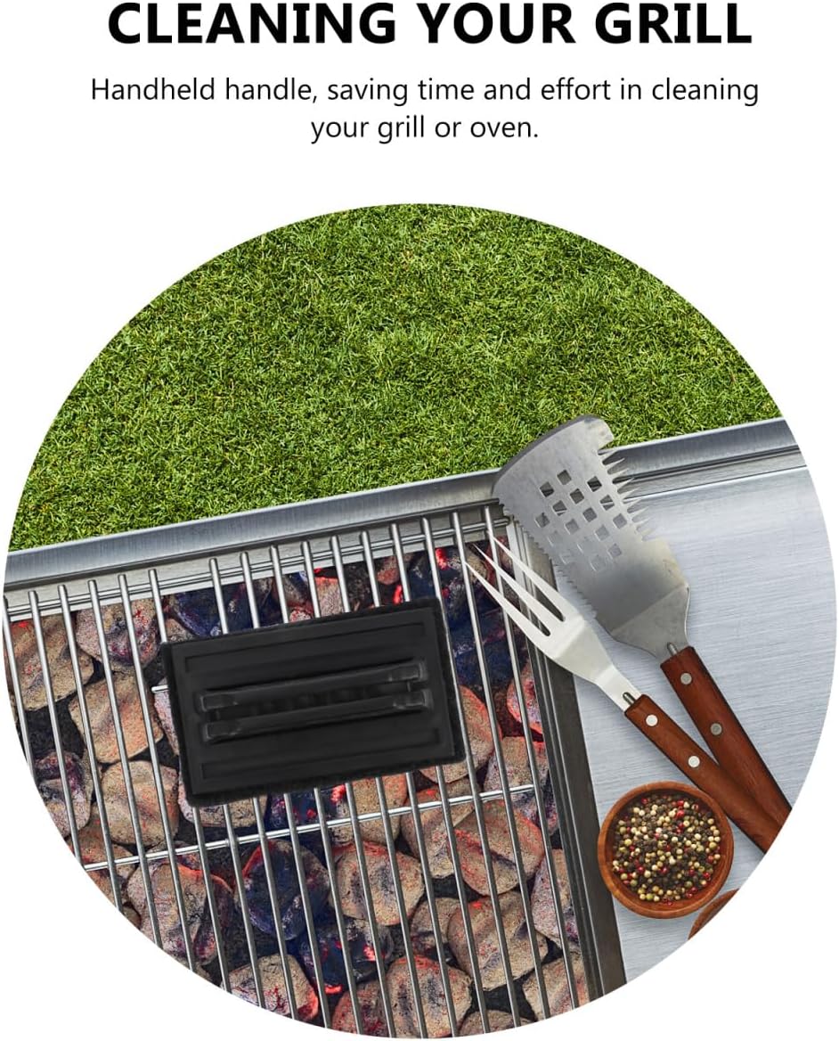 3pcs Grill Brush Scraper Heavy Duty Griddle Scrubber Scouring Pad Griddle Cleaning Brush for Charcoal Gas Grills Cast Iron Cookware Oven Grate Stovetop BBQ Cleaning