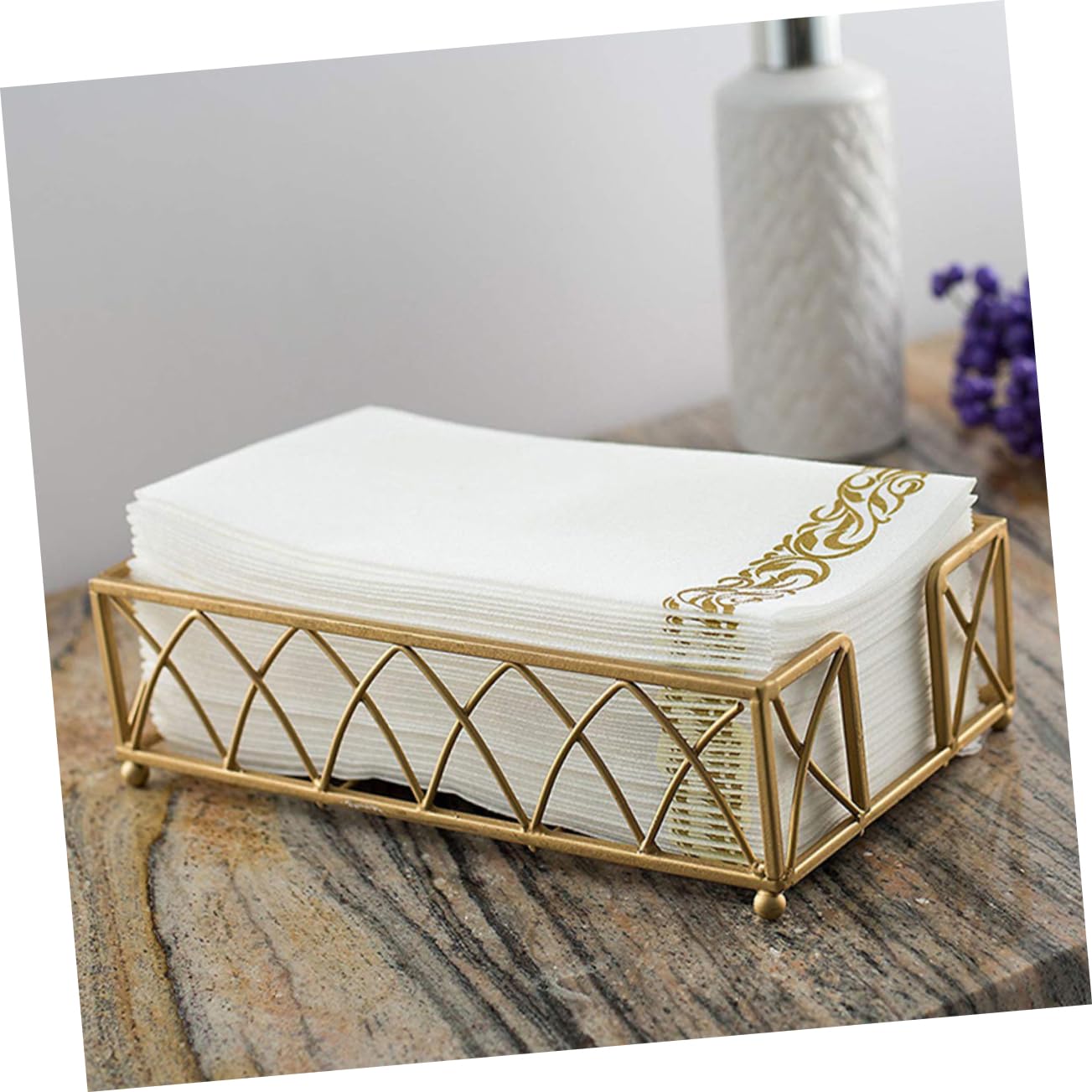 BESTYASH Servilletas Decoradas de Papel Dorado, 100 Unidades, Gruesas y Plegadas, Desechables para Cena, Baño, Bodas y Cumpleaños