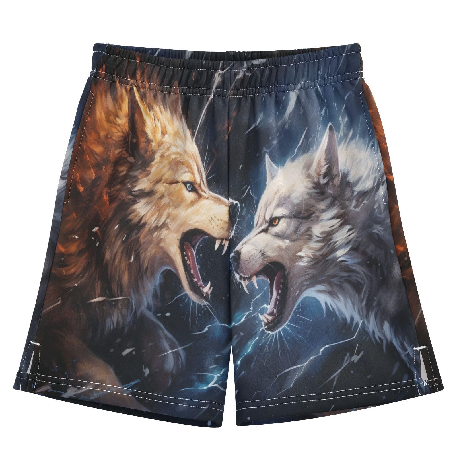 Two Fantasy Howling Wolf Shorts for Boys Summer Athletic Outdoor Boys Shorts Size 9-10 Multicolor