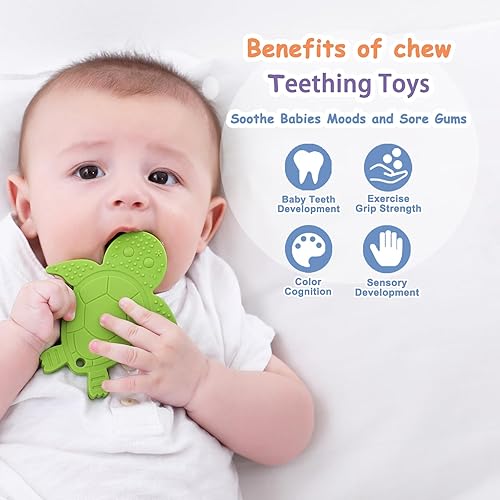 Miniatura 6 de Juguetes de dentición para bebés, 4 piezas para bebés de 3 a 24 meses, mordedores de silicona para niños pequeños, niños y niñas, sin BPA,