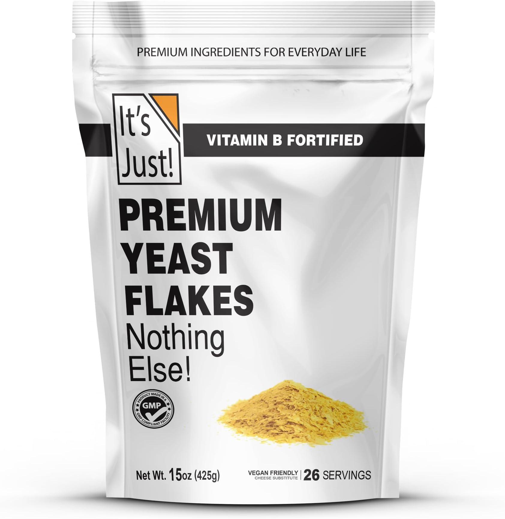 It's Just - Yeast Flakes, Nutritional Yeast, Premium Fortified, Nooch, Vegan Cheese Substitute (15oz Ounces)