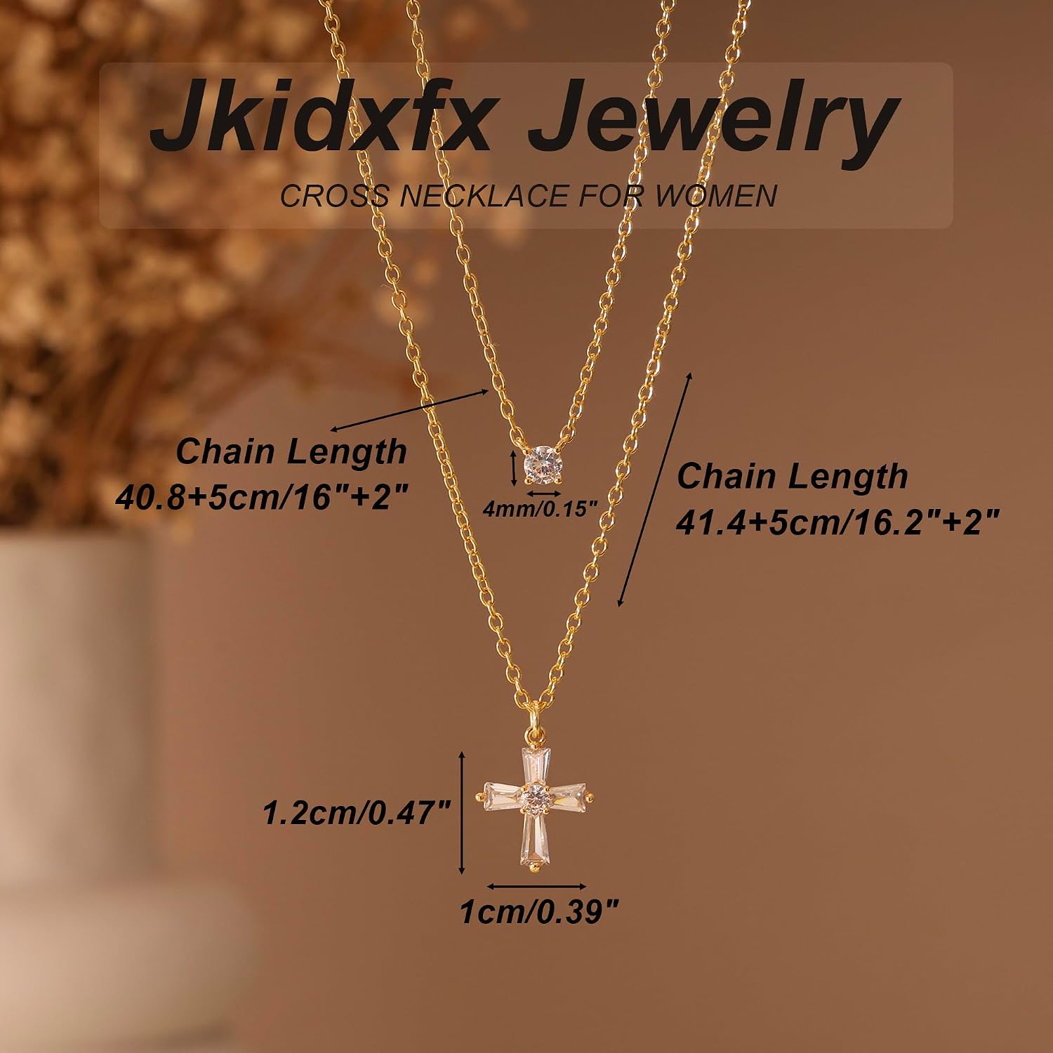 Cross Necklace for Women, Dainty Gold Cross Pendant Necklace
