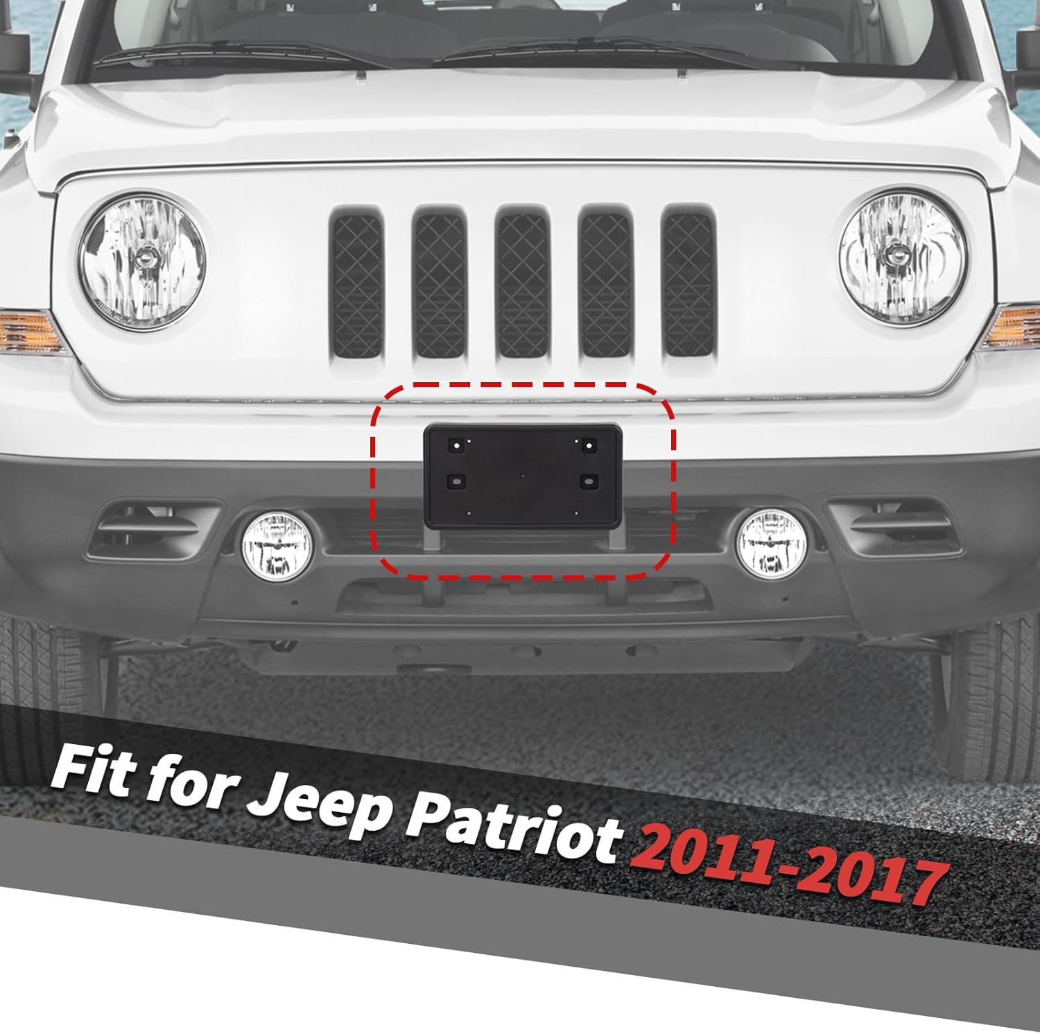 Jimen Fit for Jeep Patriot 2011-2017, Front Plate Mount License Tag Holder Frame Bracket