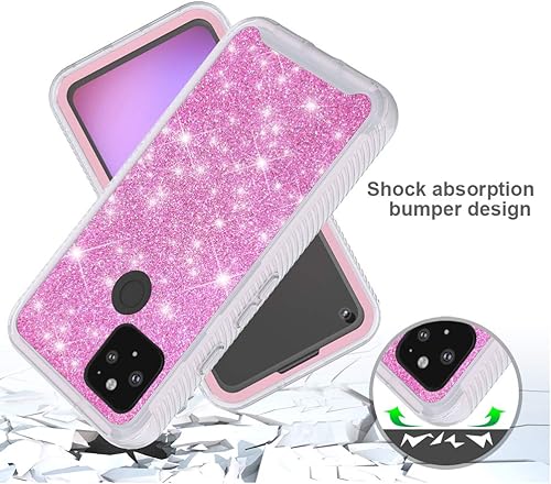 Miniatura 6 de Funda para Google Pixel 5 (versión 2020), protector de cuerpo completo con purpurina brillante a prueba de golpes, elegante funda protectora para