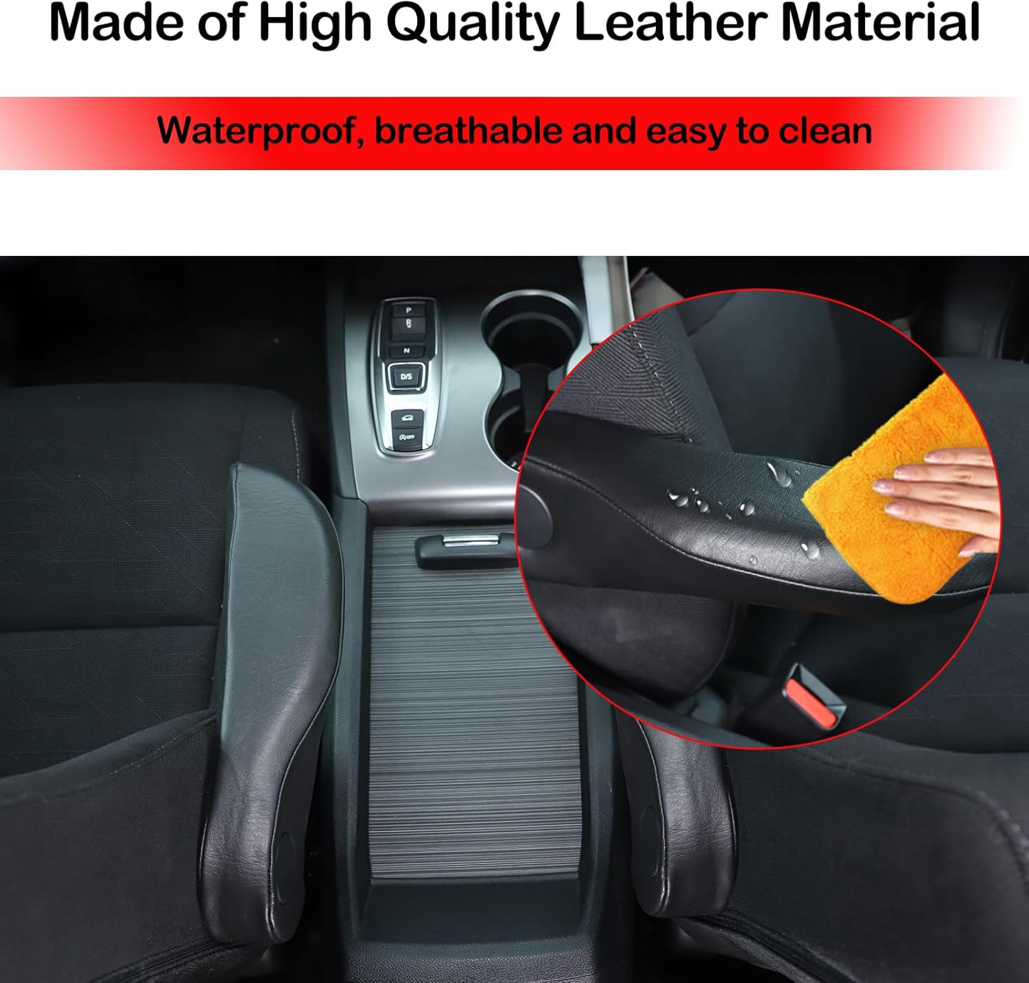 Car Front Seat Armrest Covers Compatible with Honda Pilot 2016-2022/Ridgeline 2017-2023/Passport 2019-2023,Black Leather Anti-Scratch Seat Armrest Protectors Cover