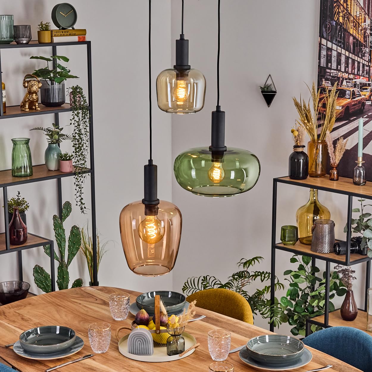 ILONA Suspension Luminaires Lucide Noir, 3 lumières