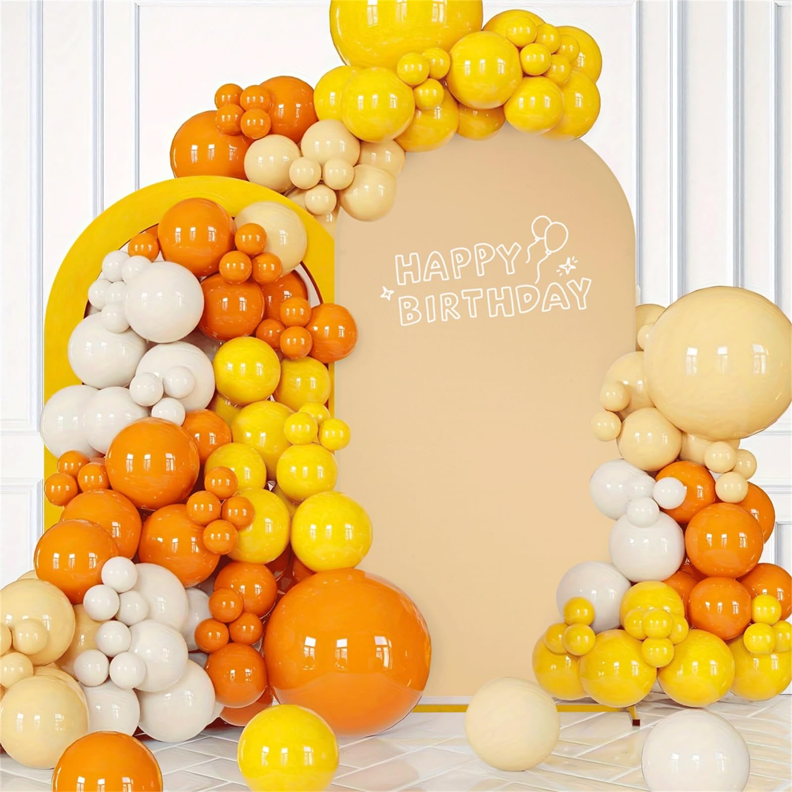 7.2FT Arch Backdrop Cover Khaki Spandex Fitted Wedding Arch Stand Covers | Fitted for Round Top Chiara Arch Cover Stretchy Backdrop for Birthday Birthday Party Balloon Decor