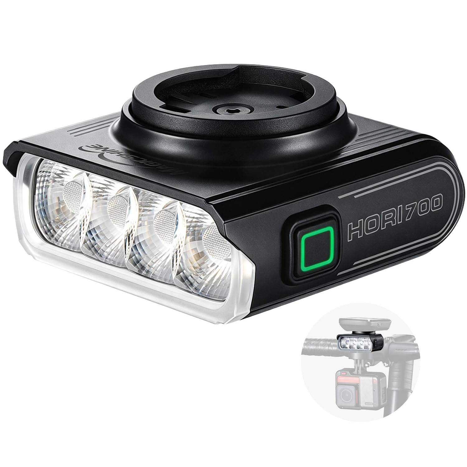 Magicshine Hori 700 Bike Light Compatible with Garmin, Slim 1.26in Design