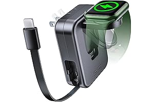 Retractable iPhone Charger Cord for Wall Outlet