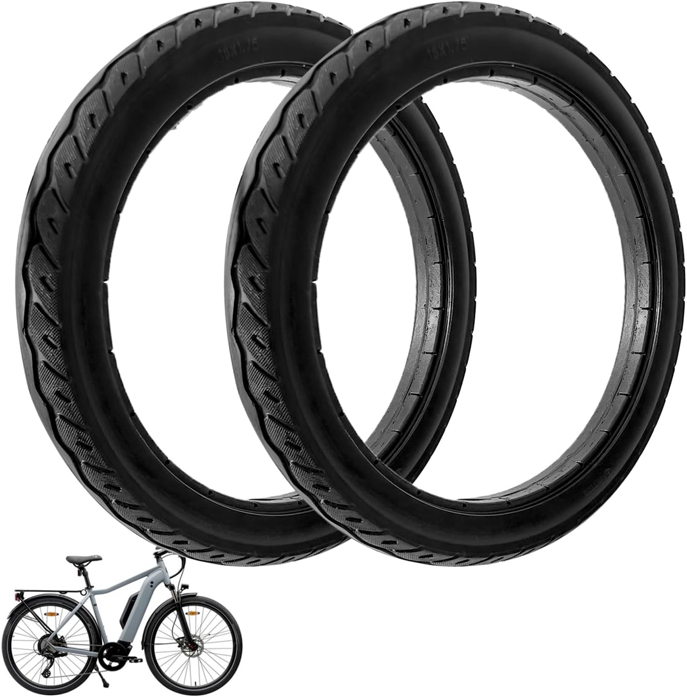16x1.75 Bicycle Solid Tire, 16 inch Electric Bike Tubeless Solid tire [Puncture-Proof Anti-Skid Wear-Resistant]
