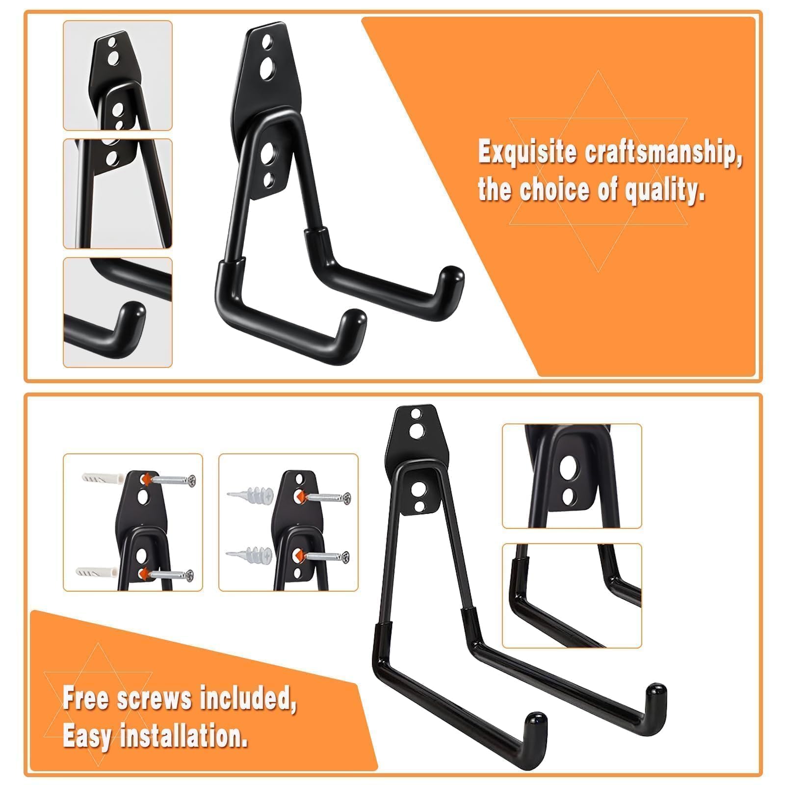 GUDEMAY 32 ganci da parete per garage, carichi pesanti, con viti e protezione in gomma, per garage, salvaspazio, per attrezzi, biciclette, scale, sci, attrezzi da giardino