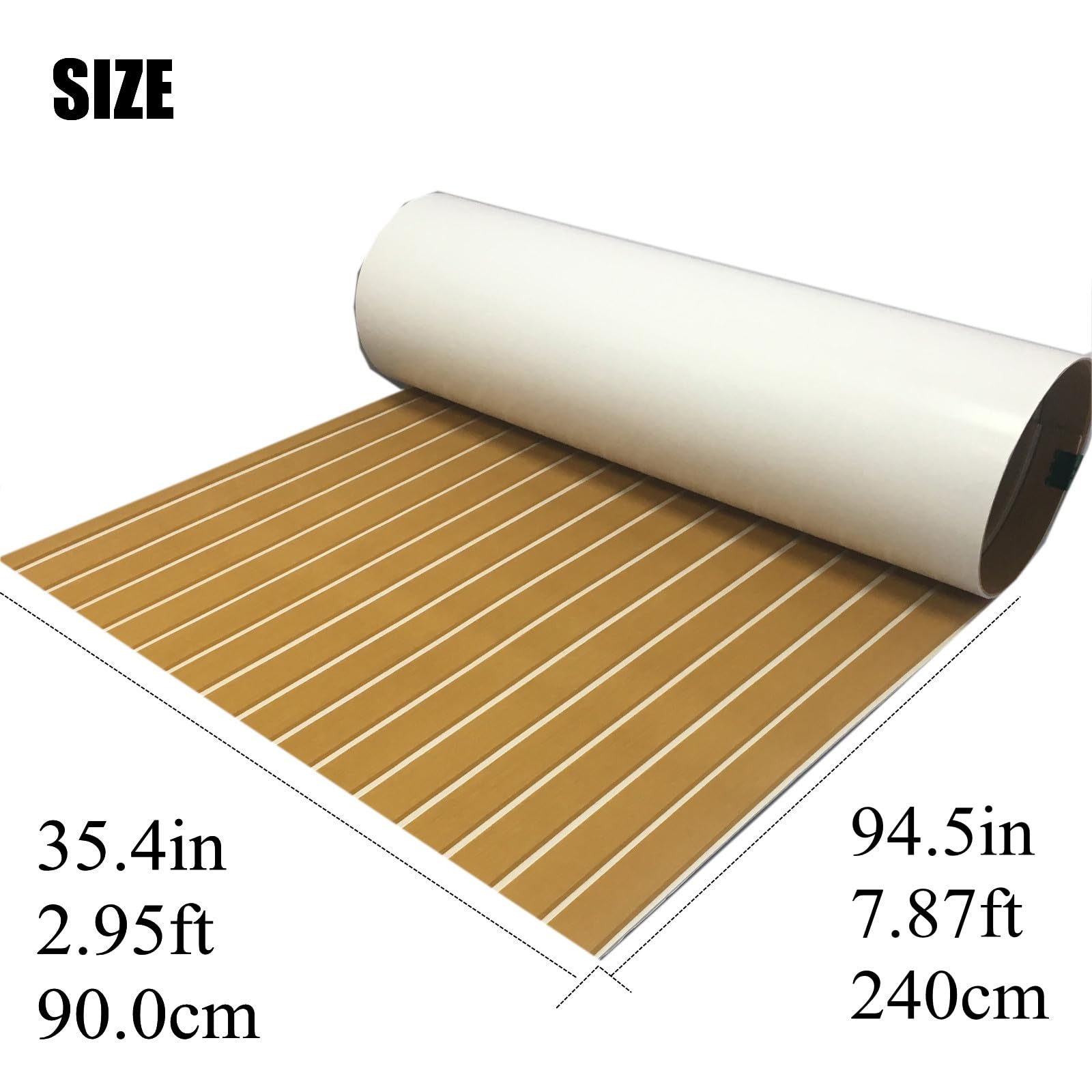 90x240cm Eva Schiuma Teak Sintetico Marino Pavimentazione Barca Tappetin Antiscivolo Autoadesiva Tappeto Imbottitura per Decking della Barca,Piattaforma da Nuoto