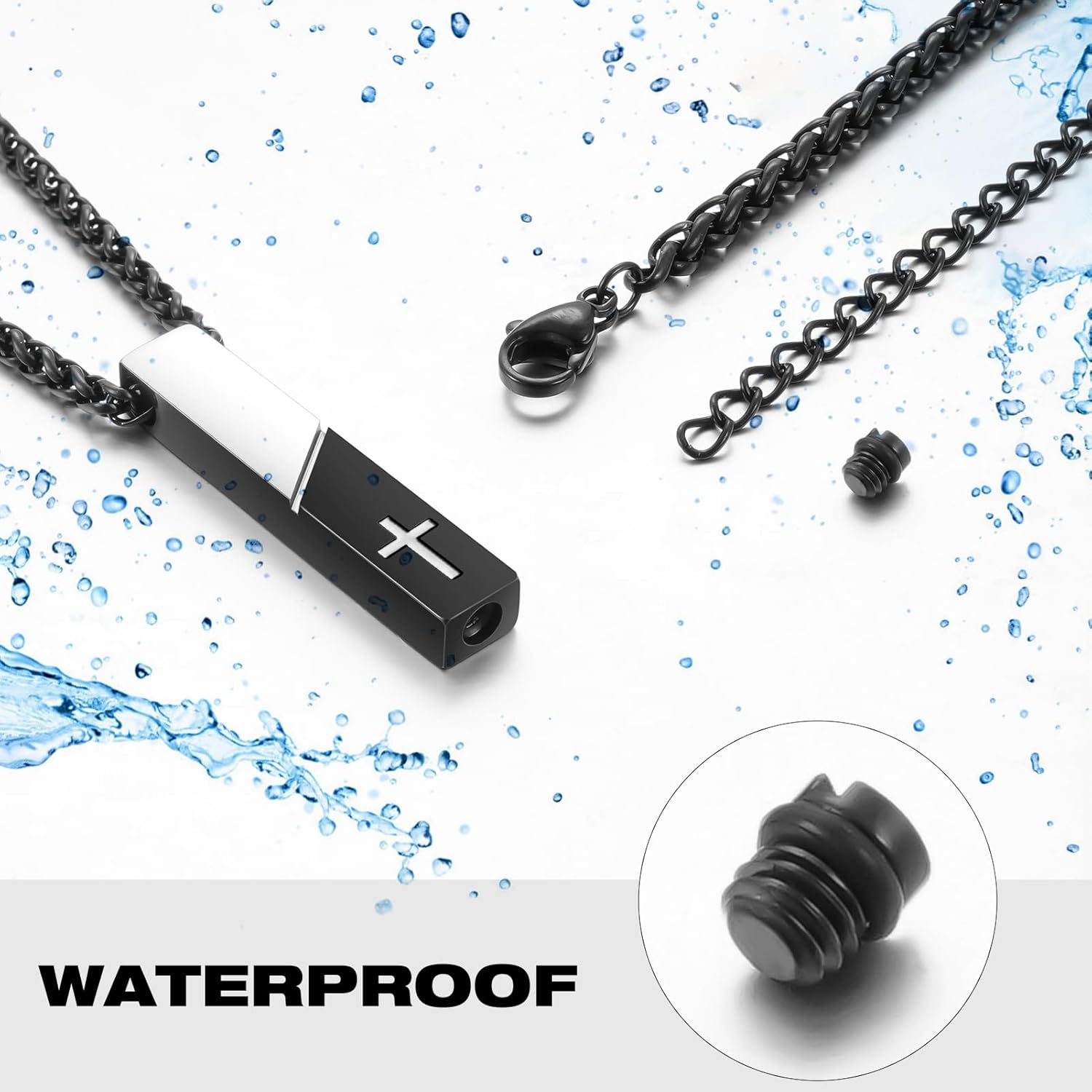 XIUDA Cremation Urn Necklace for Ashes Urn Jewelry Cross Cube Ash Necklace Memorial Pendant Keepsake Jewelry for Men Women - Image 5