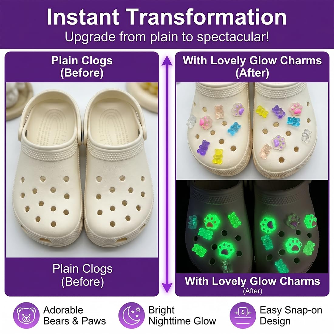 GXGM Charms Luminosi a Gatto per Scarpe, Decorazioni per Crocs, Zoccoli e Sandali, Accessori Fosforescenti Kawaii, Shoe Charms Glow, Regalo per Amanti dei Gatti, Look Personalizzato