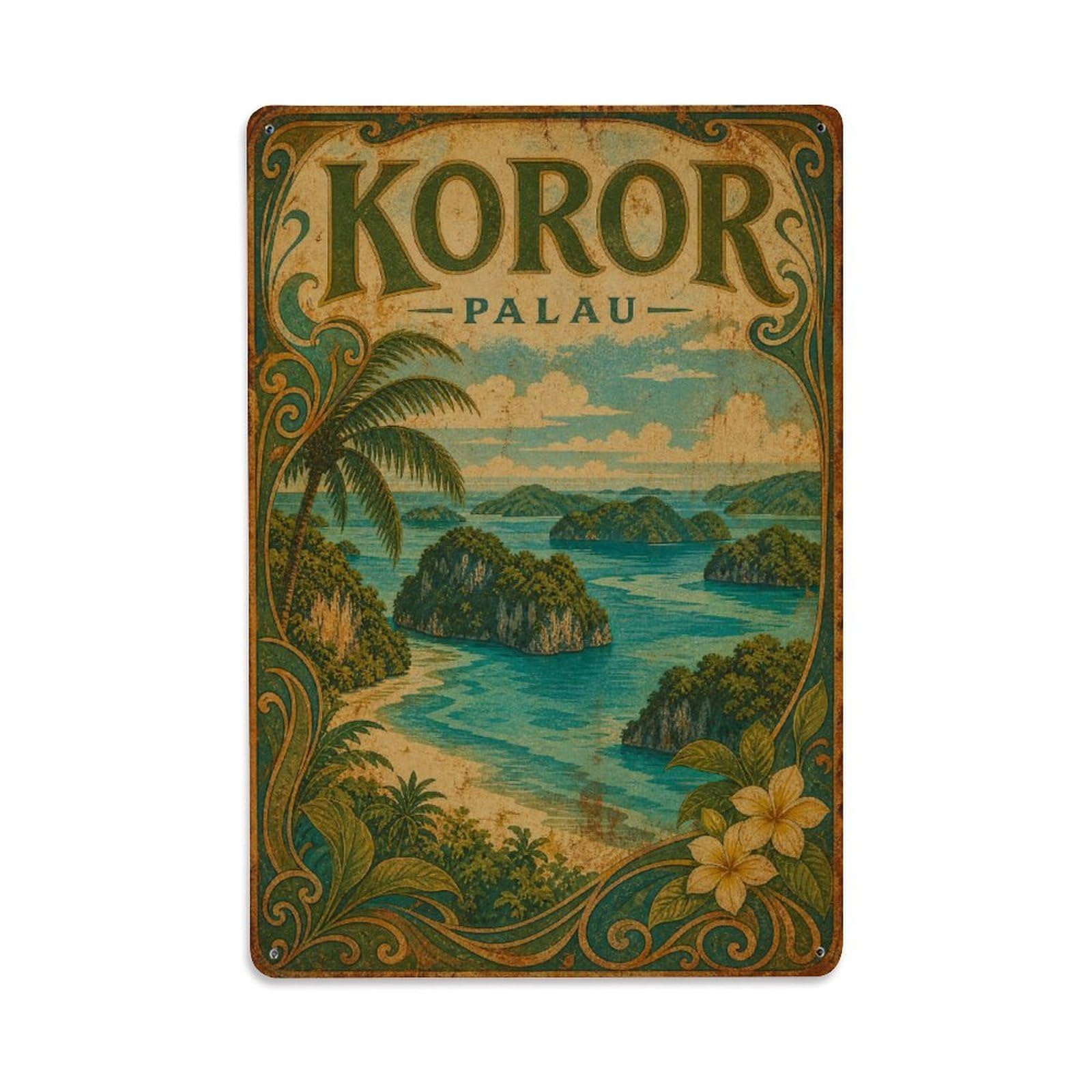 Metal Tin Sign Vintage Travel Palau Koror