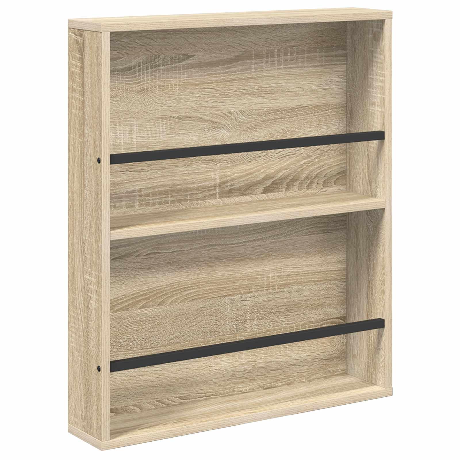 Mangloder Wandmontiertes Magazinregal aus Holzwerkstoff in Sonoma Eiche, 2er Set 60 x 12 x 70 cm, Zeitschriftenständer, Zeitungsständer, Magazinhalter, Prospektständer, Organizer für Wohnzimmer