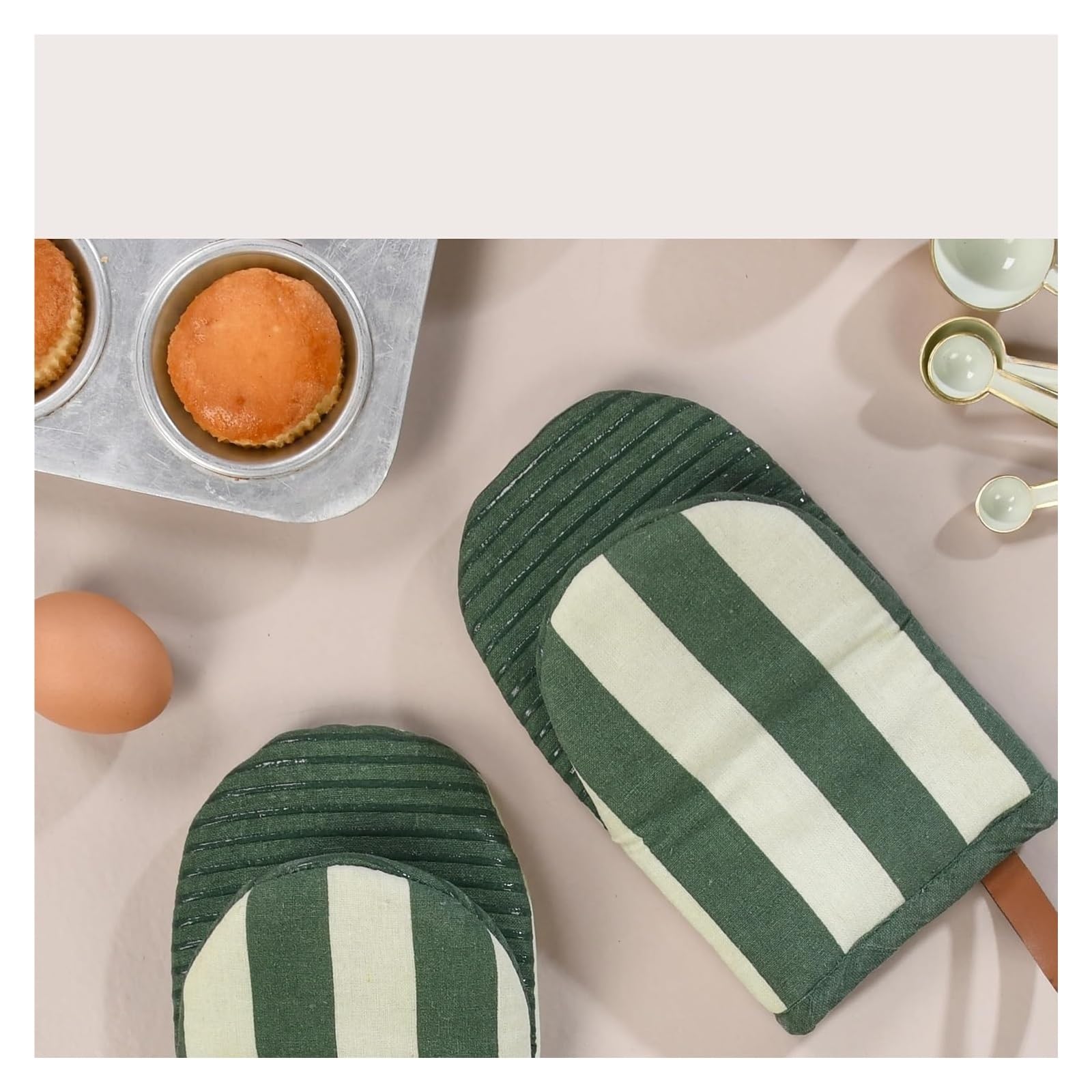 Genérico 2 Guantes de Horno, algodón con Forro de Silicona, Verde Matcha