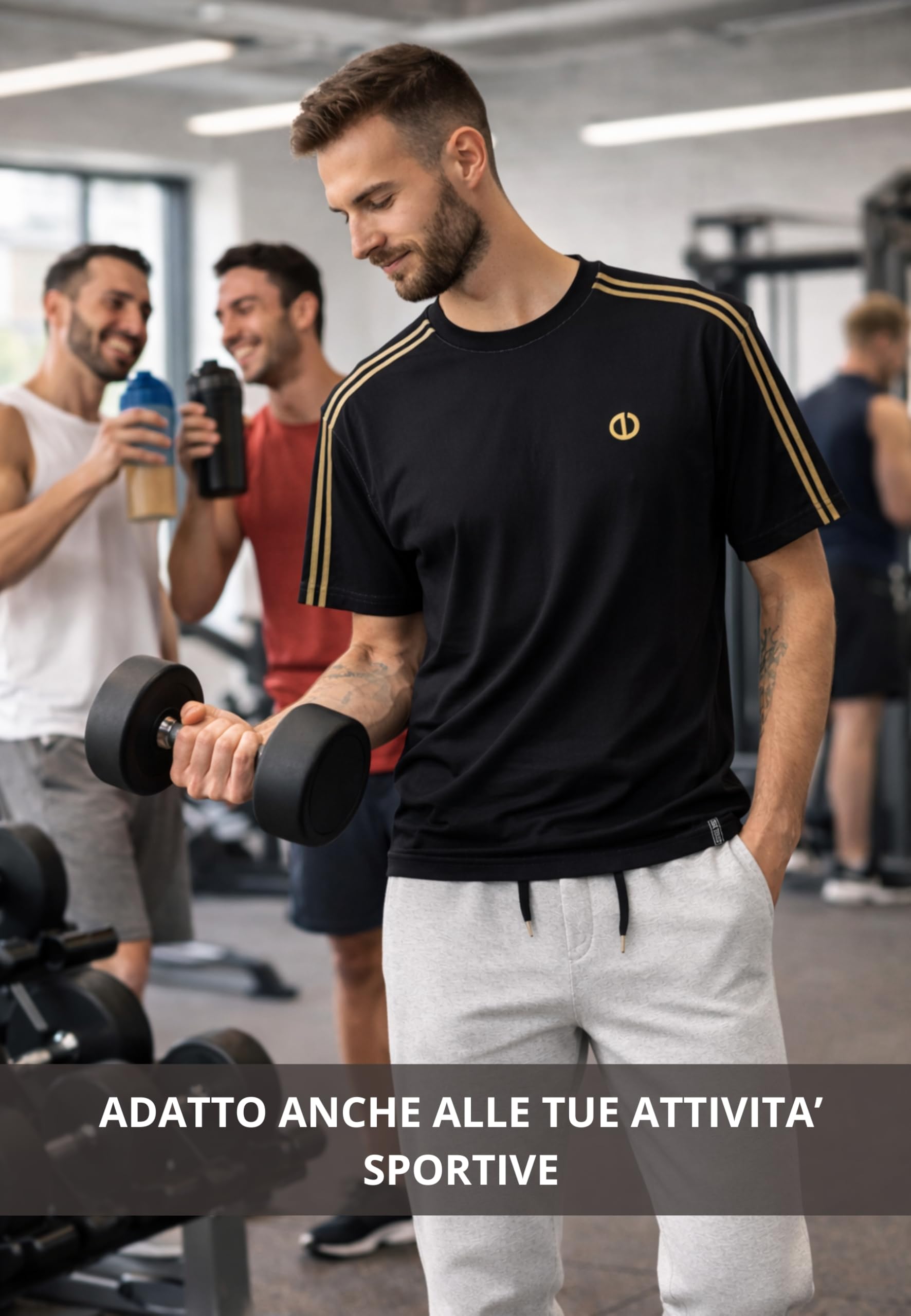 Intimitaly IRGE BE ACTIVE Męski dres sportowy, koszulka z bawełny, spodnie francuskie Terry, Regular Fit, na siłownię i czas wolny