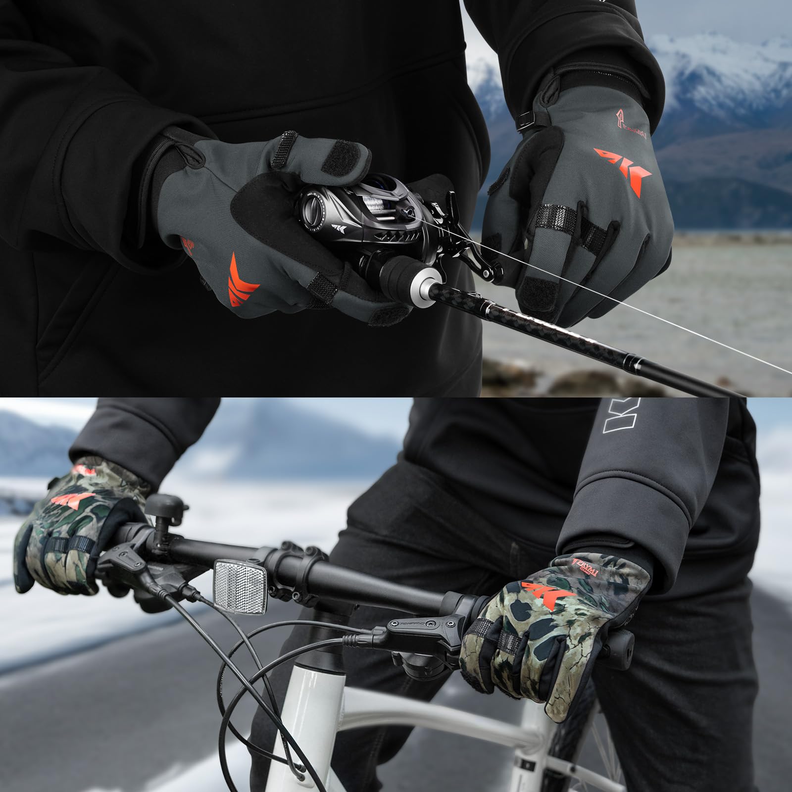 KastKing Mountain Mist - Guantes de pesca para hombre y mujer, ideales para pesca en hielo, fotografía o caza