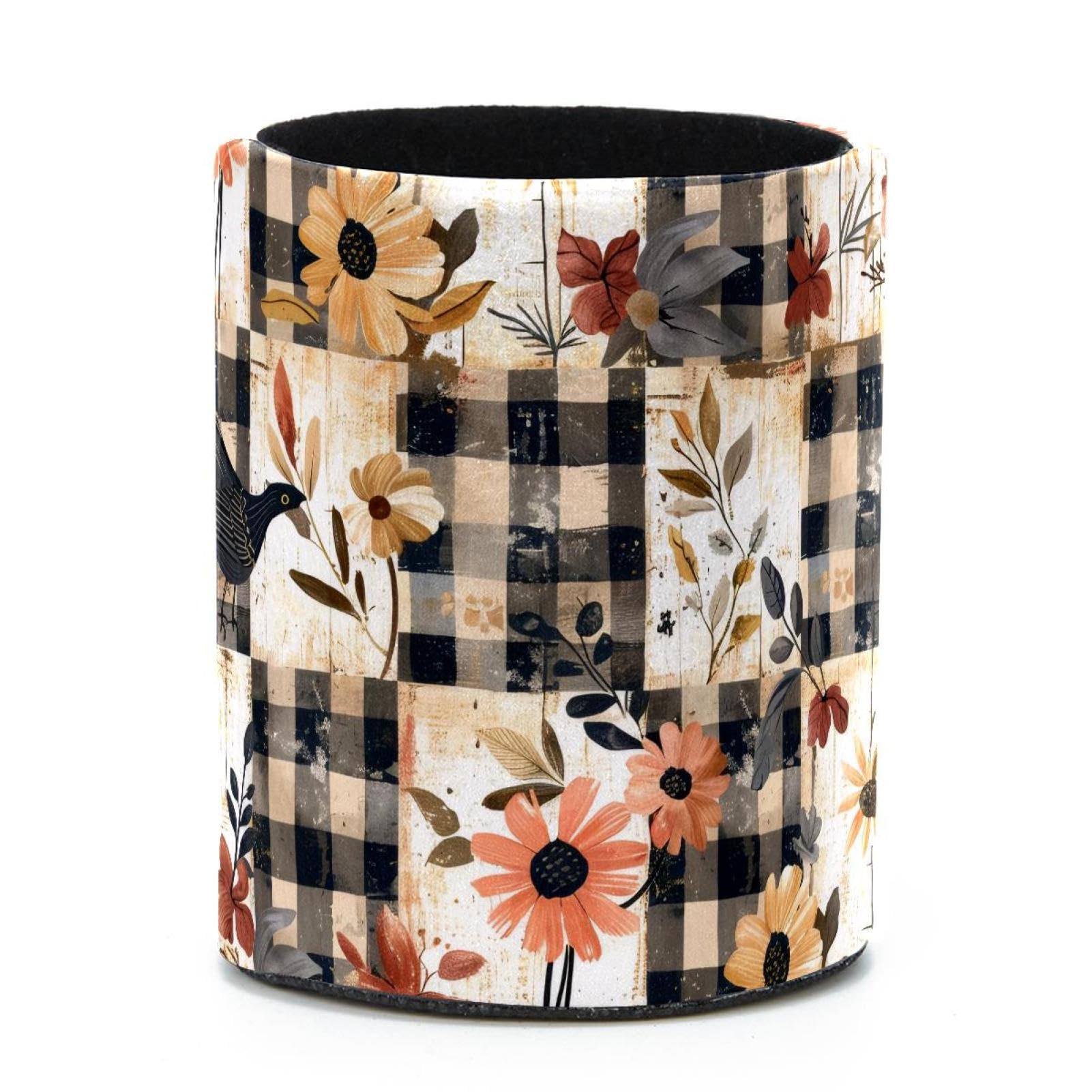 VAPOKF Round Pencil Holders for Desk, Rustic Aesthetic Pen Holders Pen Pot Makeup Brushes Storage Desktop Stationery Supplies Organiser for Home Office