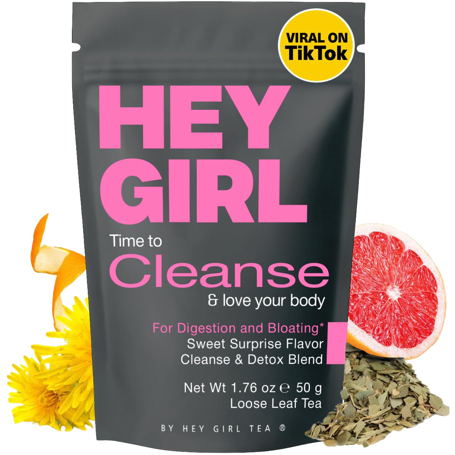 Hey Girl Tea Detox for Bloated Belly & Digestion | Loose Leaf Herbal | Body and Colon Cleanse with Milk Thistle, Burdock Root, Senna Leaf | Digestive & Flat Tummy | Natural Laxative