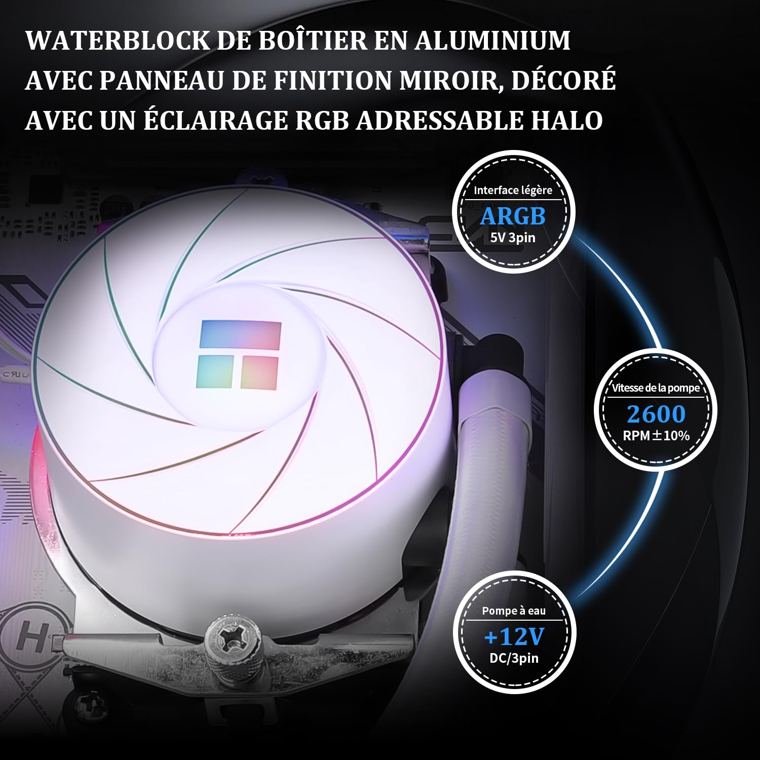 TR AQUA ELITE 360 Blanc ARGB refroidisseur d'eau pour CPU, avec 3 * 120mm ventilateurs PWM, vitesse 1550RPM,pour AMD/AM4/AM5&Intel LGA1150/1151/1200/2011/1700,Refroidisseur d'eau pour CPU(Blanc ARGB)