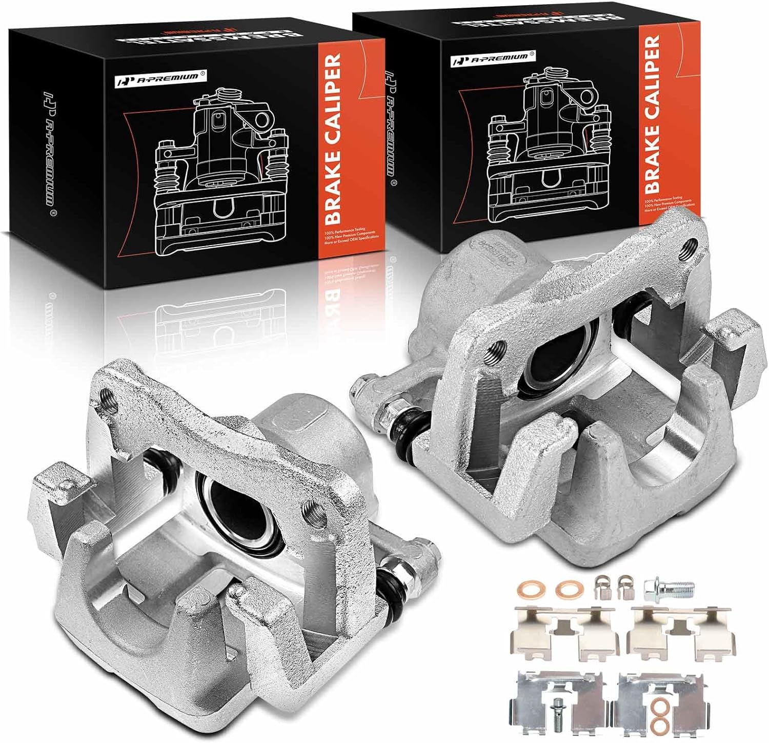 A-Premium Disc Brake Caliper Assembly with Bracket Compatible with Select Toyota Models - RAV4 2006 2007 2008 2009 2010 2011 2012 - Rear Driver and Passenger Side, 2-PC Set