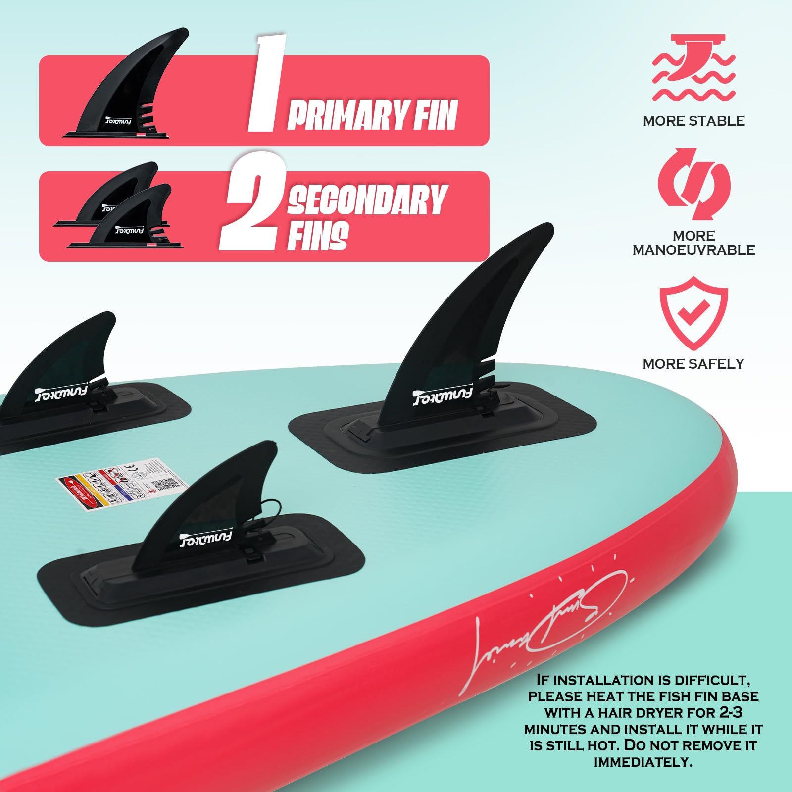 FunWater Tabla de Surf Hinchable de Pie, Sup con Remo Ajustable, Bomba, Mochila de Viaje, Correa de Seguridad y Funda Impermeable para Teléfono Móvil